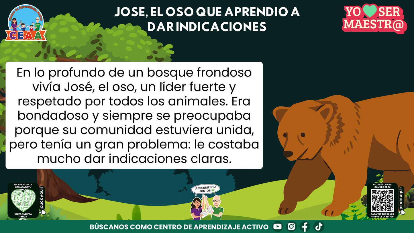 Historias para Maestros - JOSÉ, EL OSO QUE APRENDIÓ A DAR INDICACIONES (Editable en PowerPoint)