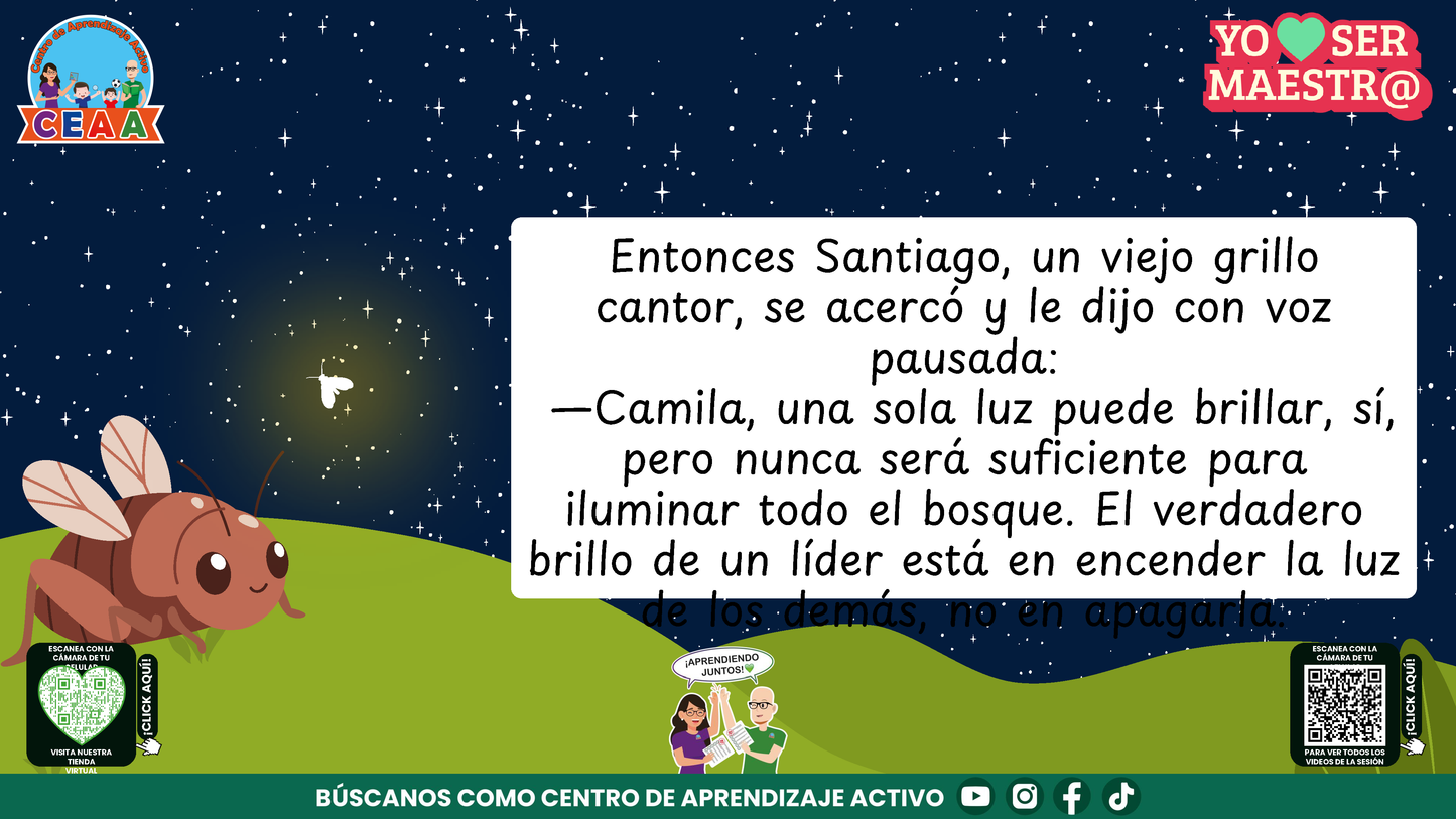 Historias para Maestros - CAMILA, LA LUCIÉRNAGA QUE APRENDIÓ A HACER BRILLAR A LOS DEMÁS (Editable en PowerPoint)