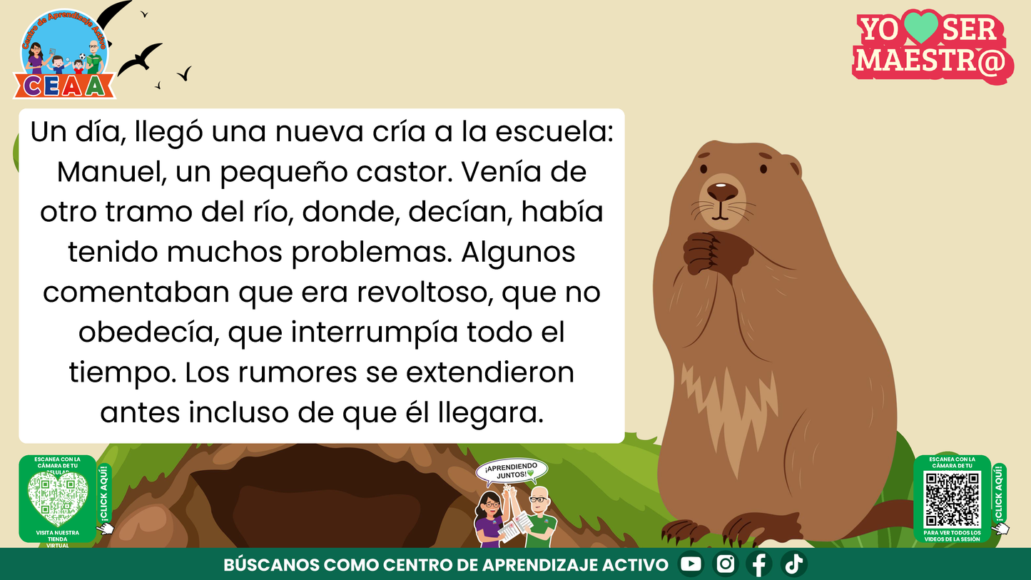Historias para Maestros - MANUEL, EL PEQUEÑO CASTOR PROBLEMA (Editable en PowerPoint)
