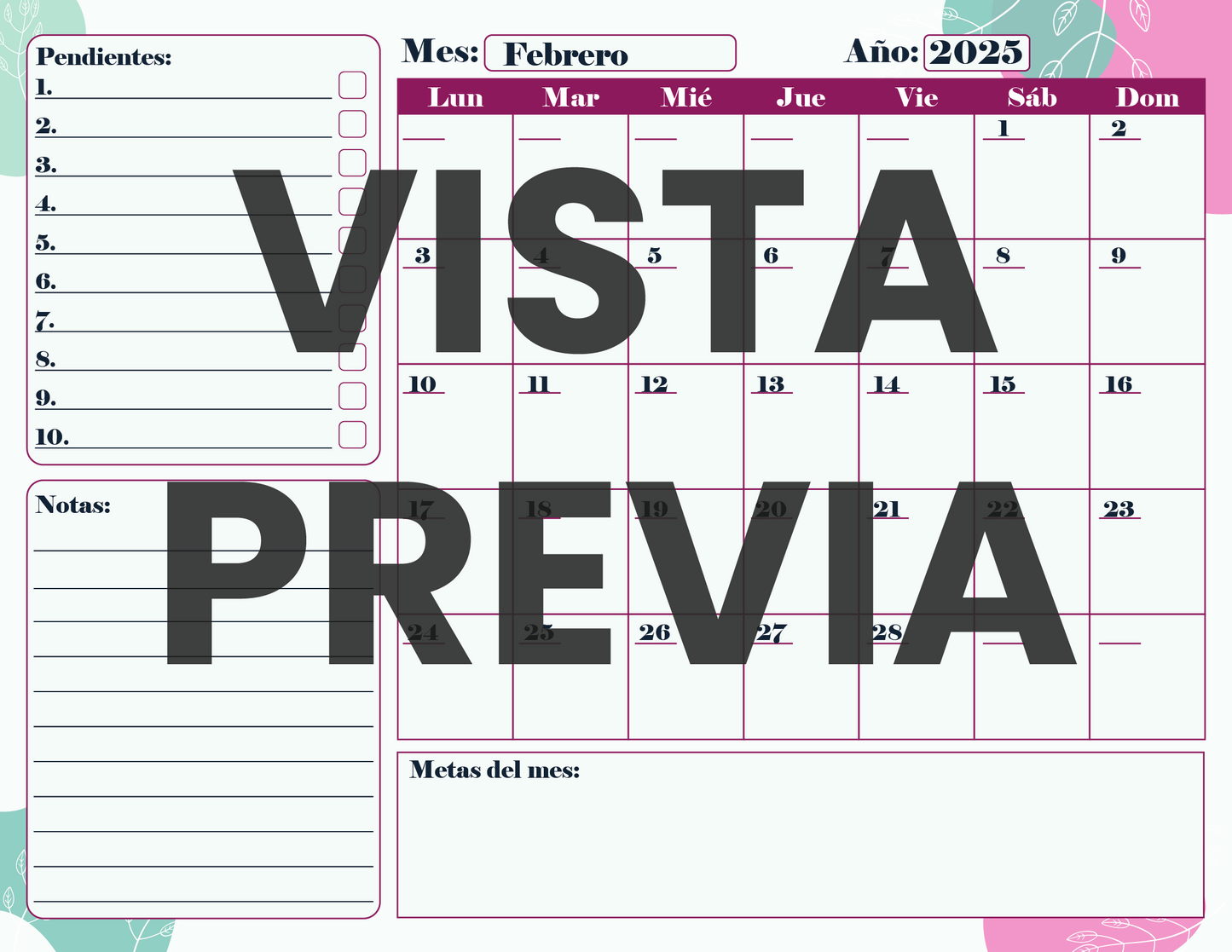 Agenda Flores MAESTRO Secundaria Ciclo Escolar 2024 - 2025
