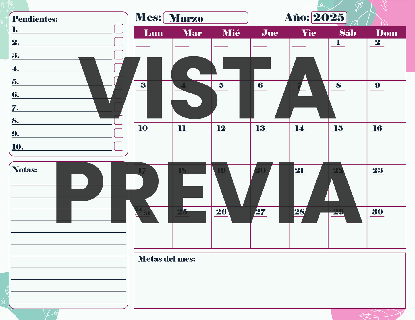 Agenda Flores MAESTRO Secundaria Ciclo Escolar 2024 - 2025
