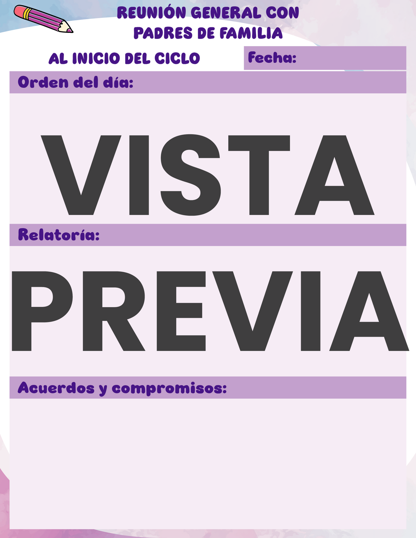Agenda Colorida DIRECTOR Preescolar Ciclo Escolar 2024 - 2025