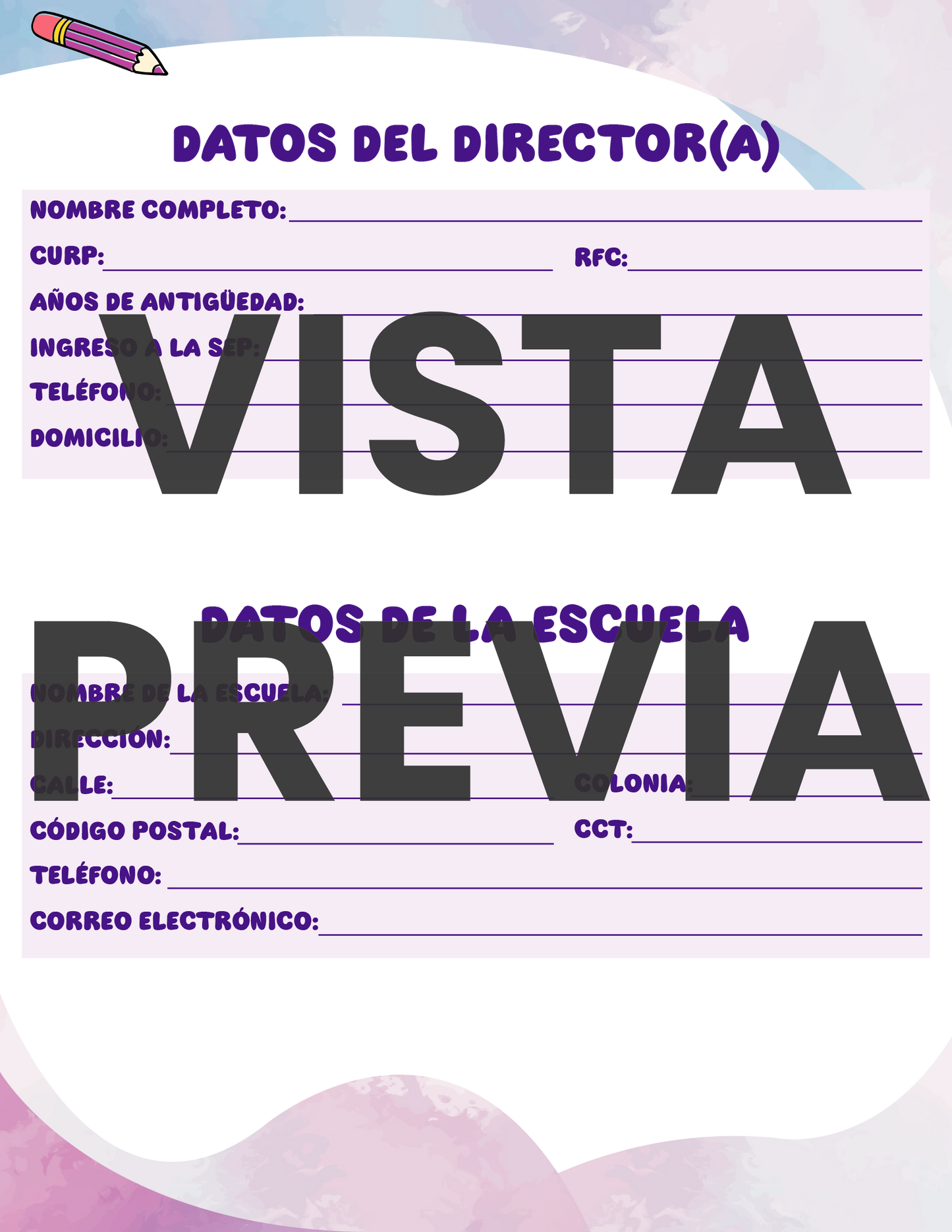 Agenda Colorida DIRECTOR Primaria Ciclo Escolar 2024 - 2025