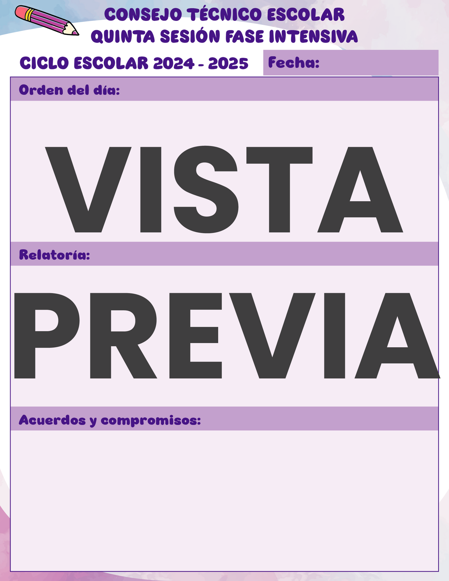 Agenda Colorida MAESTRO Primaria Ciclo Escolar 2024 - 2025
