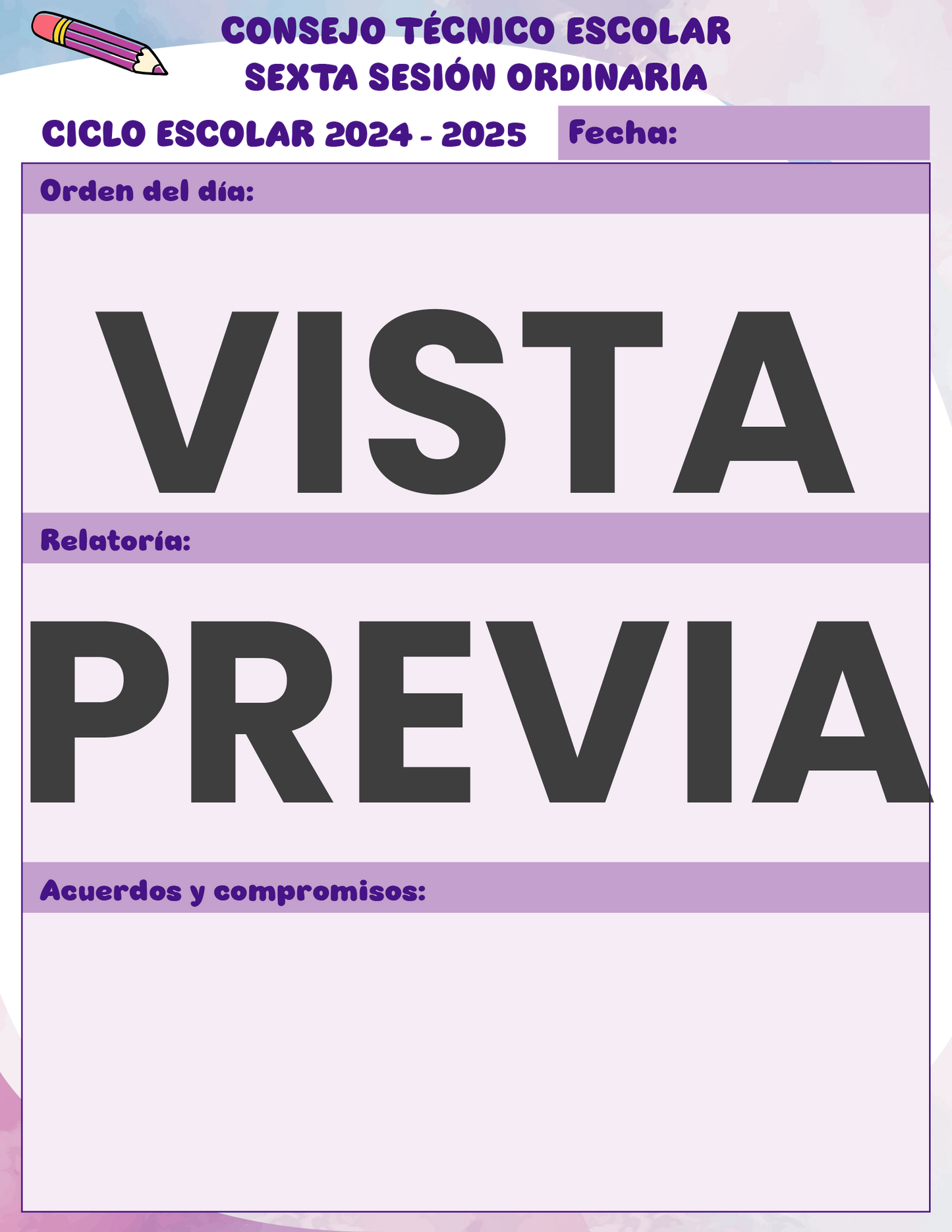 Agenda Colorida MAESTRO Primaria Ciclo Escolar 2024 - 2025