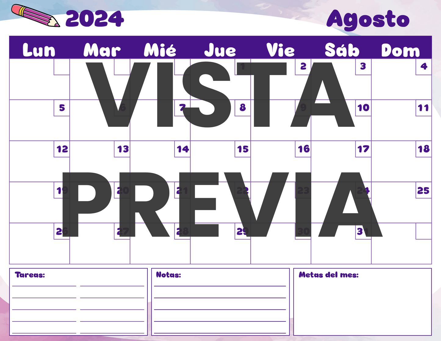 Agenda Colorida MAESTRO Secundaria Ciclo Escolar 2024 - 2025