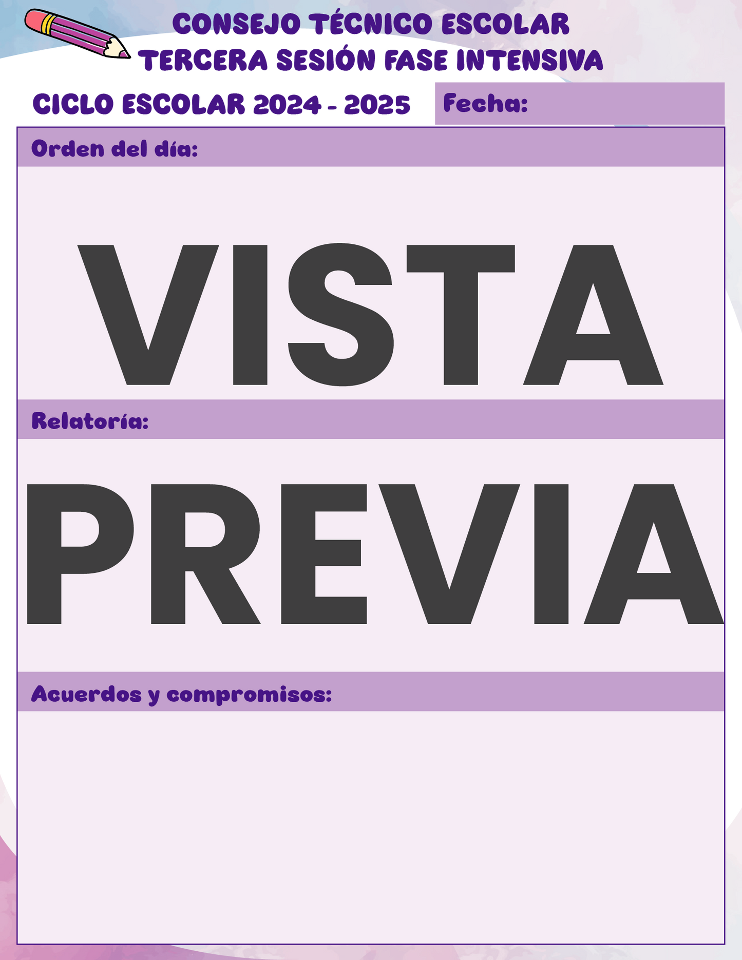 Agenda Colorida MAESTRO Secundaria Ciclo Escolar 2024 - 2025