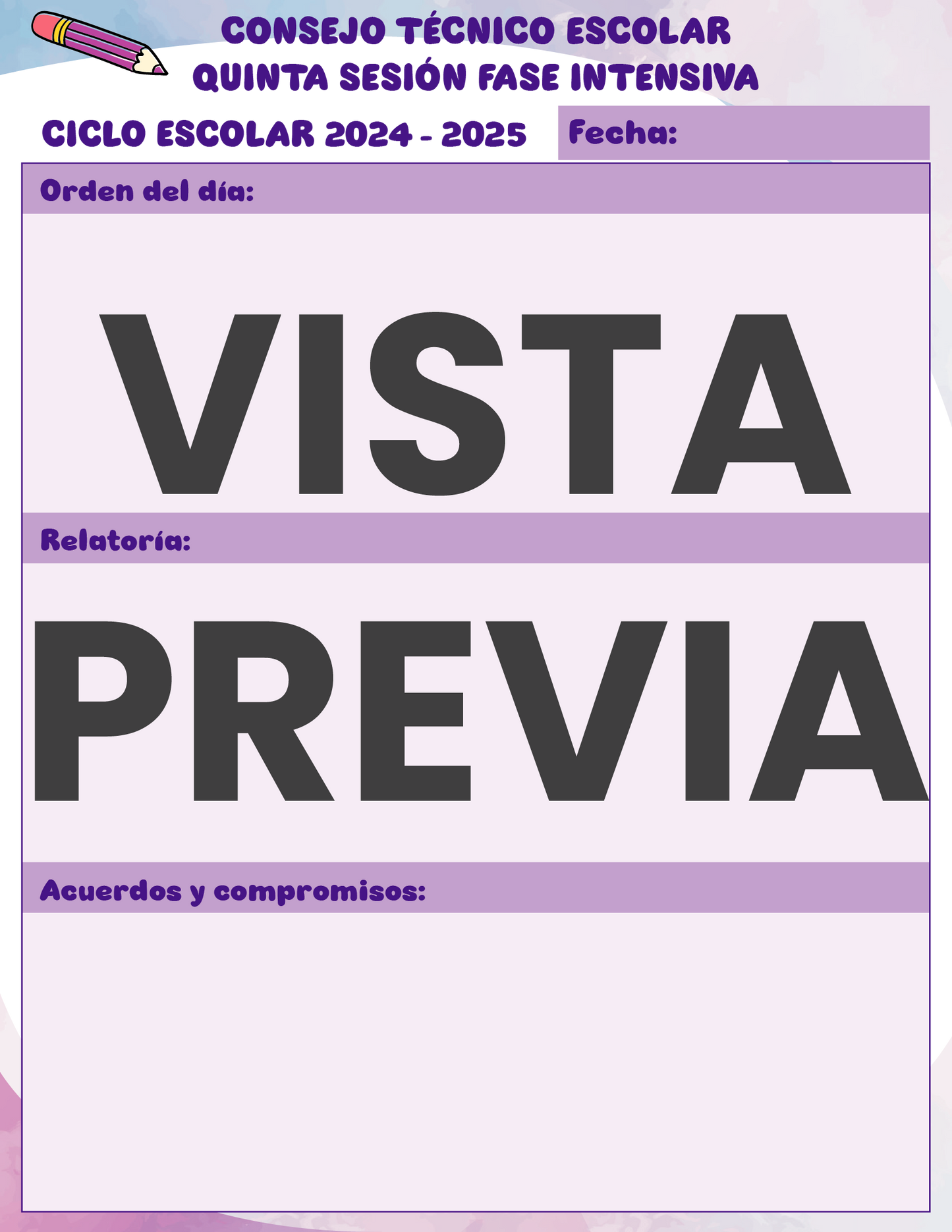 Agenda Colorida MAESTRO Secundaria Ciclo Escolar 2024 - 2025