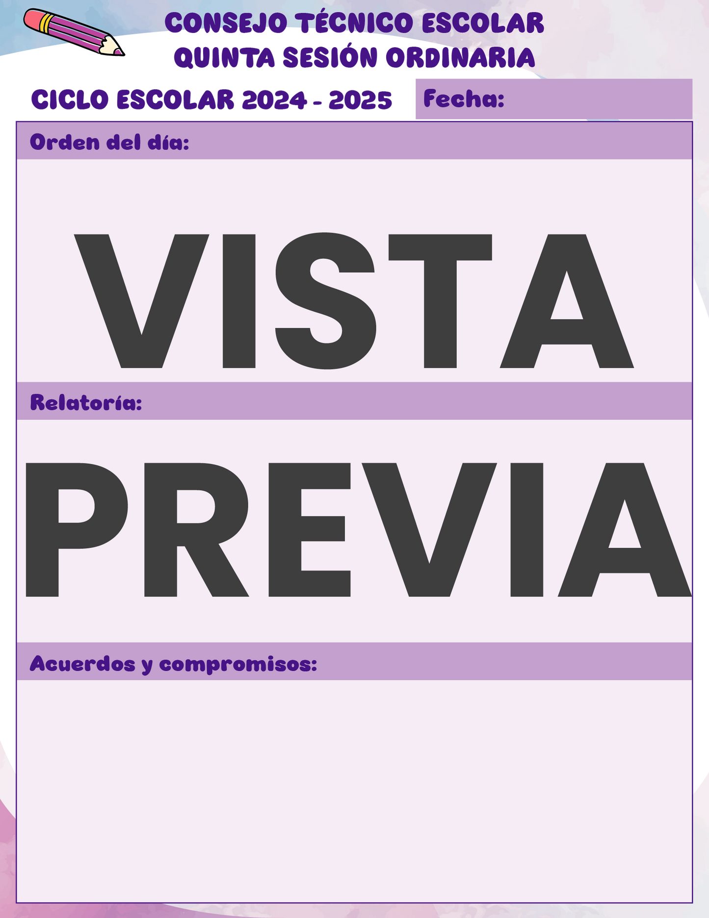 Agenda Colorida MAESTRO Secundaria Ciclo Escolar 2024 - 2025