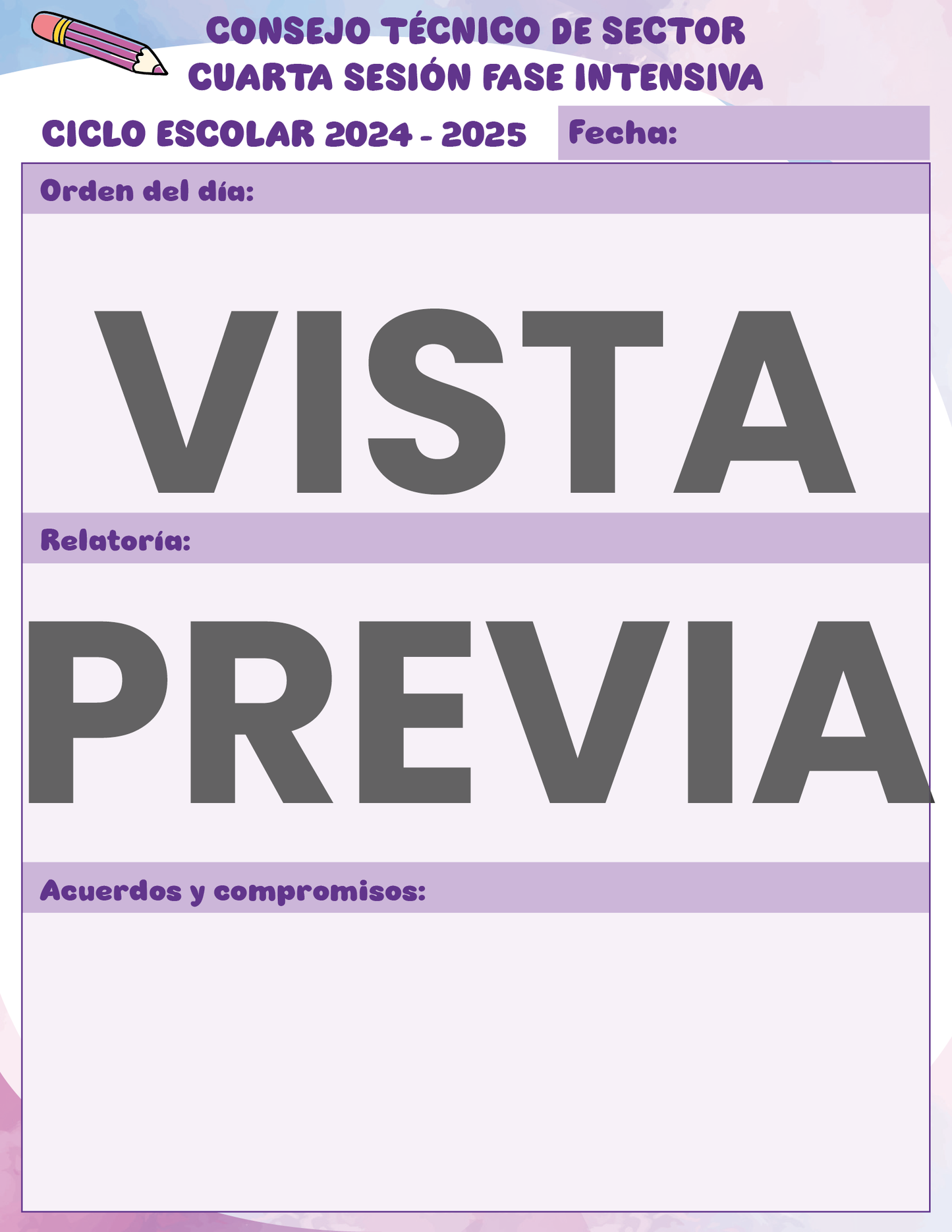 Agenda Colorida SUPERVISOR Primaria Ciclo Escolar 2024 - 2025