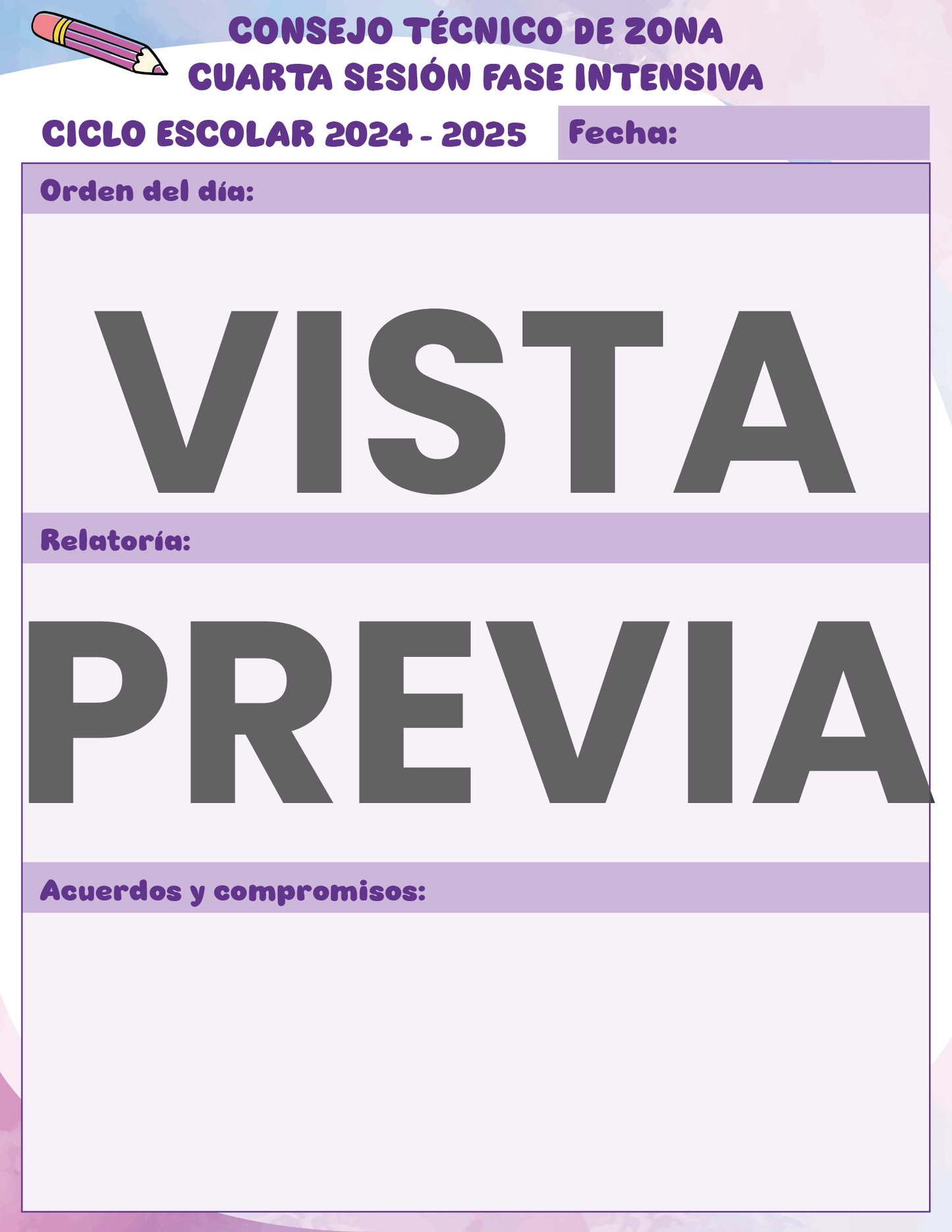 Agenda Colorida SUPERVISOR Primaria Ciclo Escolar 2024 - 2025