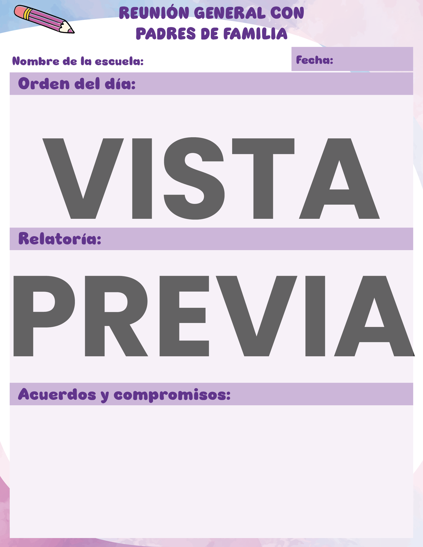 Agenda Colorida SUPERVISOR Secundaria Ciclo Escolar 2024 - 2025