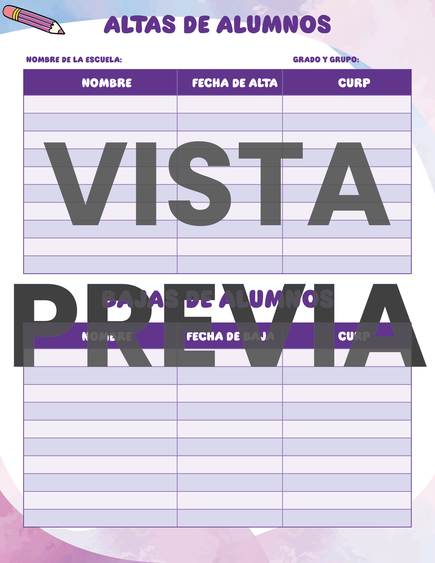 Agenda Colorida SUPERVISOR Secundaria Ciclo Escolar 2024 - 2025