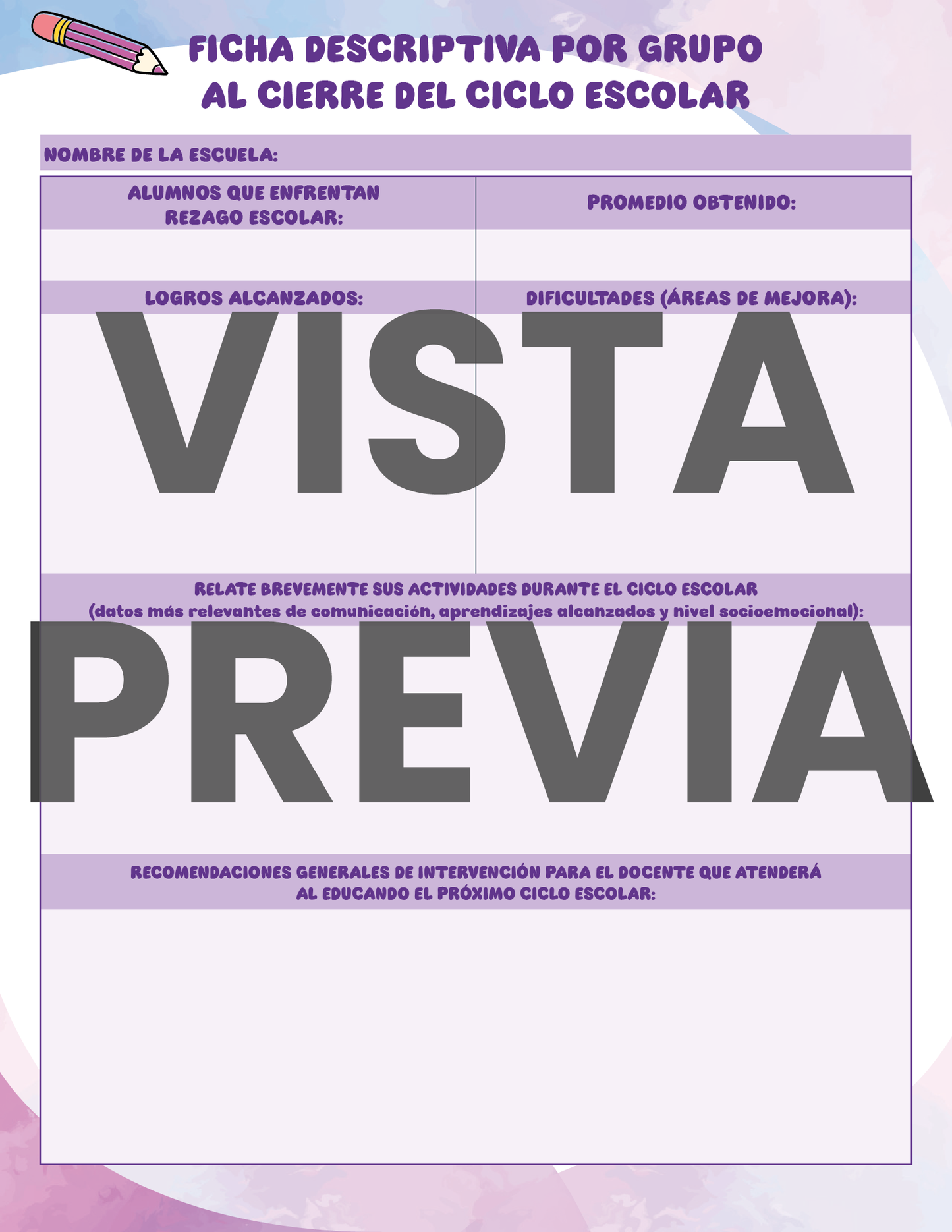 Agenda Colorida SUPERVISOR Secundaria Ciclo Escolar 2024 - 2025