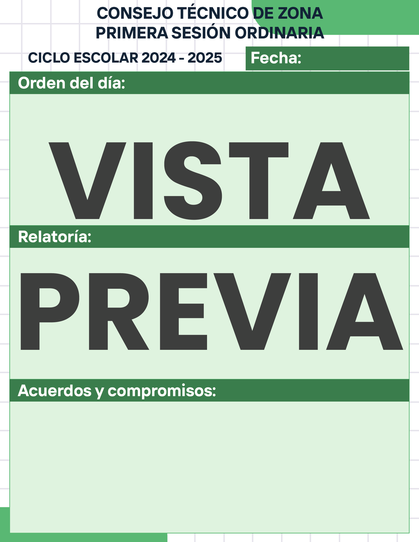 Agenda Cuadros DIRECTOR Preescolar Ciclo Escolar 2024 - 2025