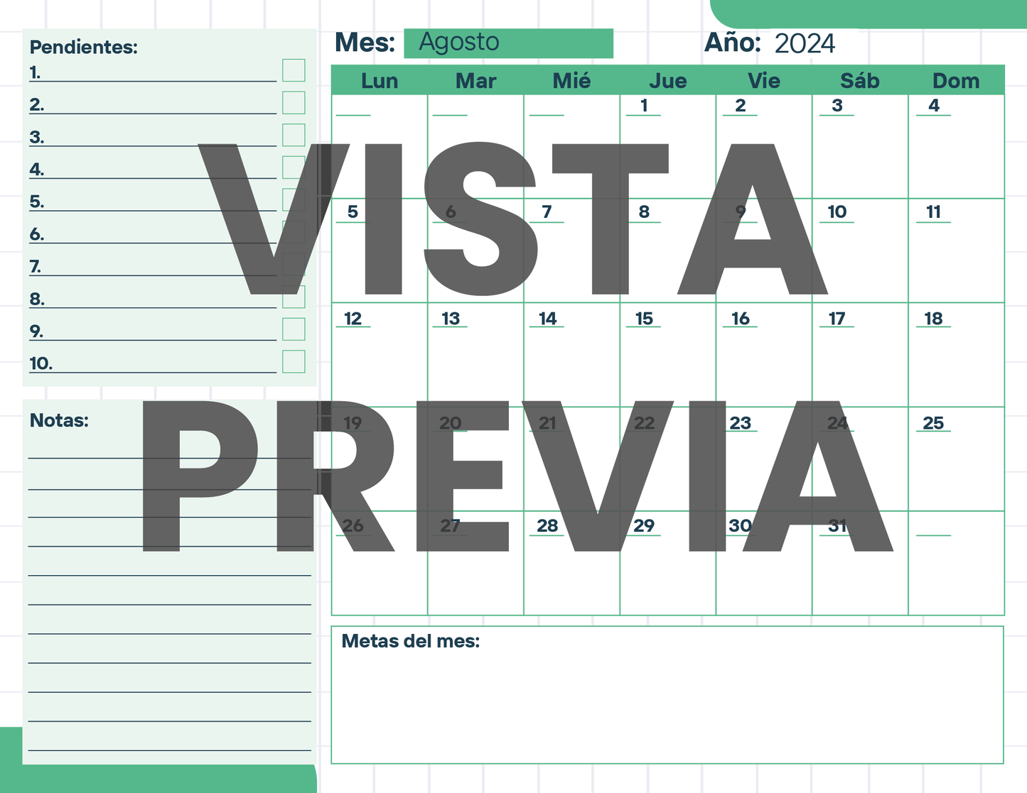 Agenda Cuadros SUPERVISOR Preescolar Ciclo Escolar 2024 - 2025