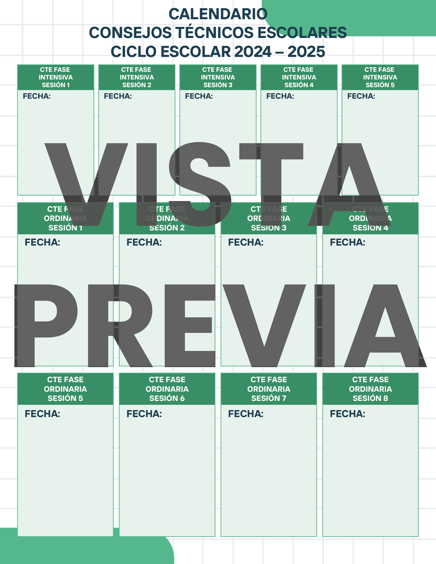 Agenda Cuadros SUPERVISOR Preescolar Ciclo Escolar 2024 - 2025
