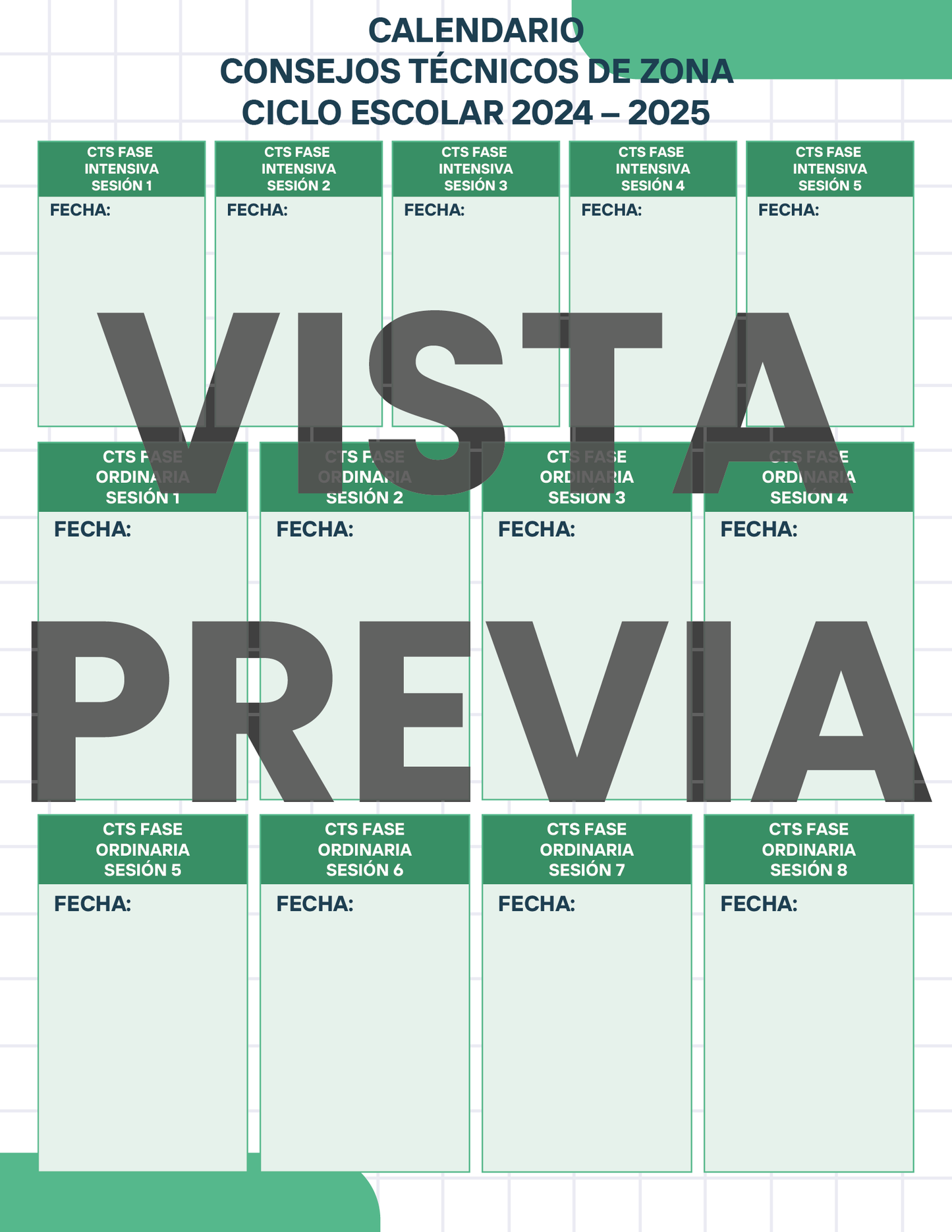 Agenda Cuadros SUPERVISOR Preescolar Ciclo Escolar 2024 - 2025