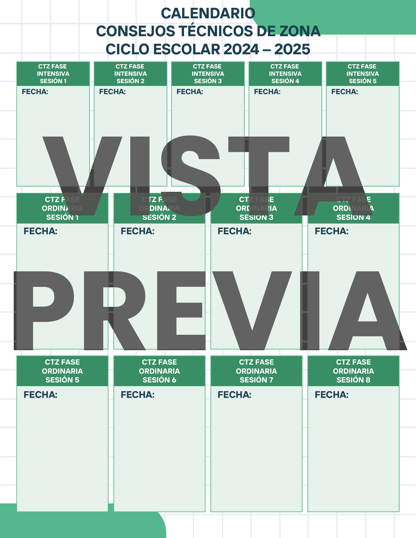 Agenda Cuadros SUPERVISOR Preescolar Ciclo Escolar 2024 - 2025