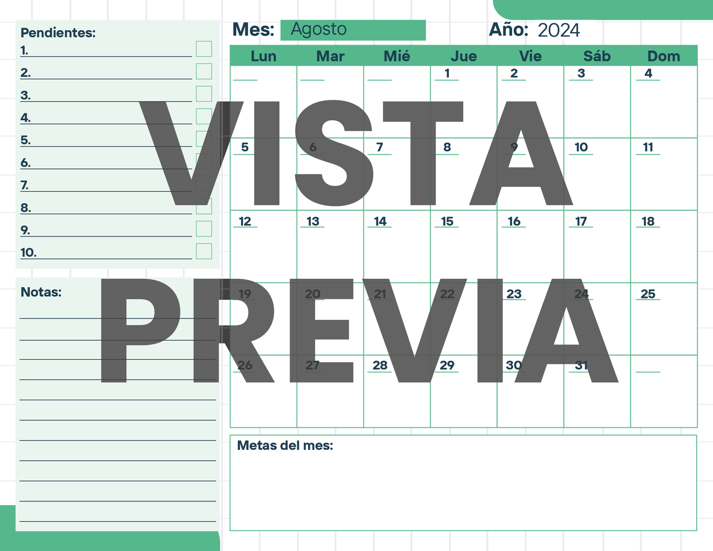 Agenda Cuadros SUPERVISOR Secundaria Ciclo Escolar 2024 - 2025
