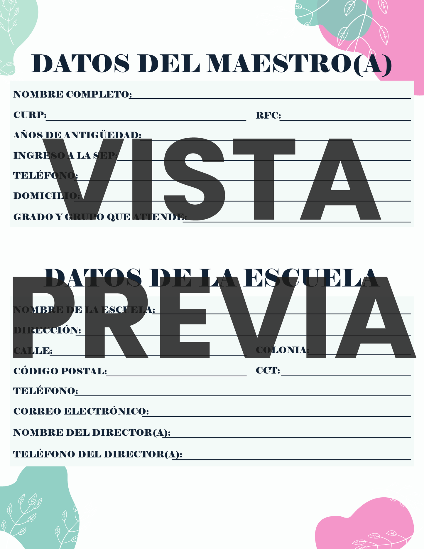 Agenda Flores MAESTRO Preescolar Ciclo Escolar 2024 - 2025