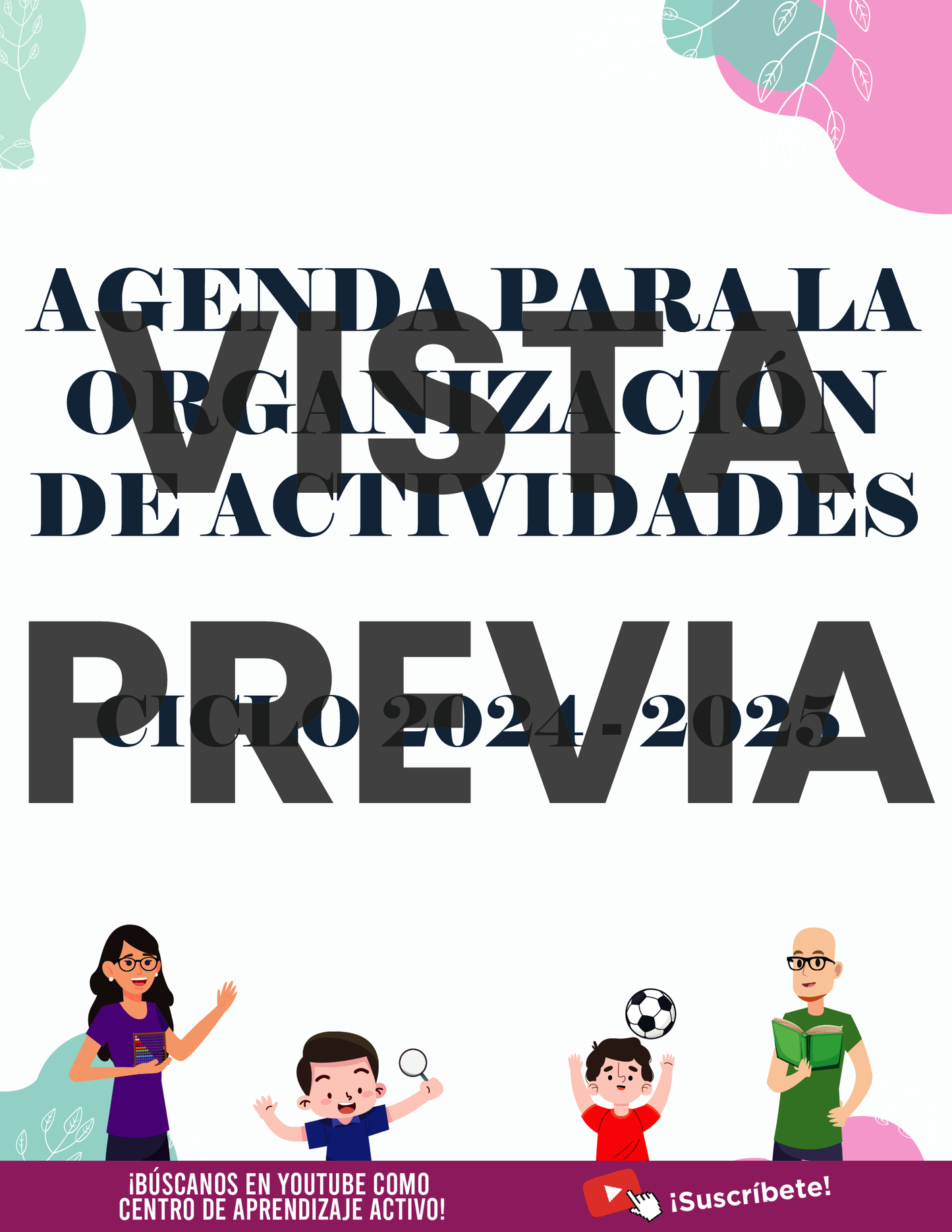 Agenda Flores MAESTRO Preescolar Ciclo Escolar 2024 - 2025