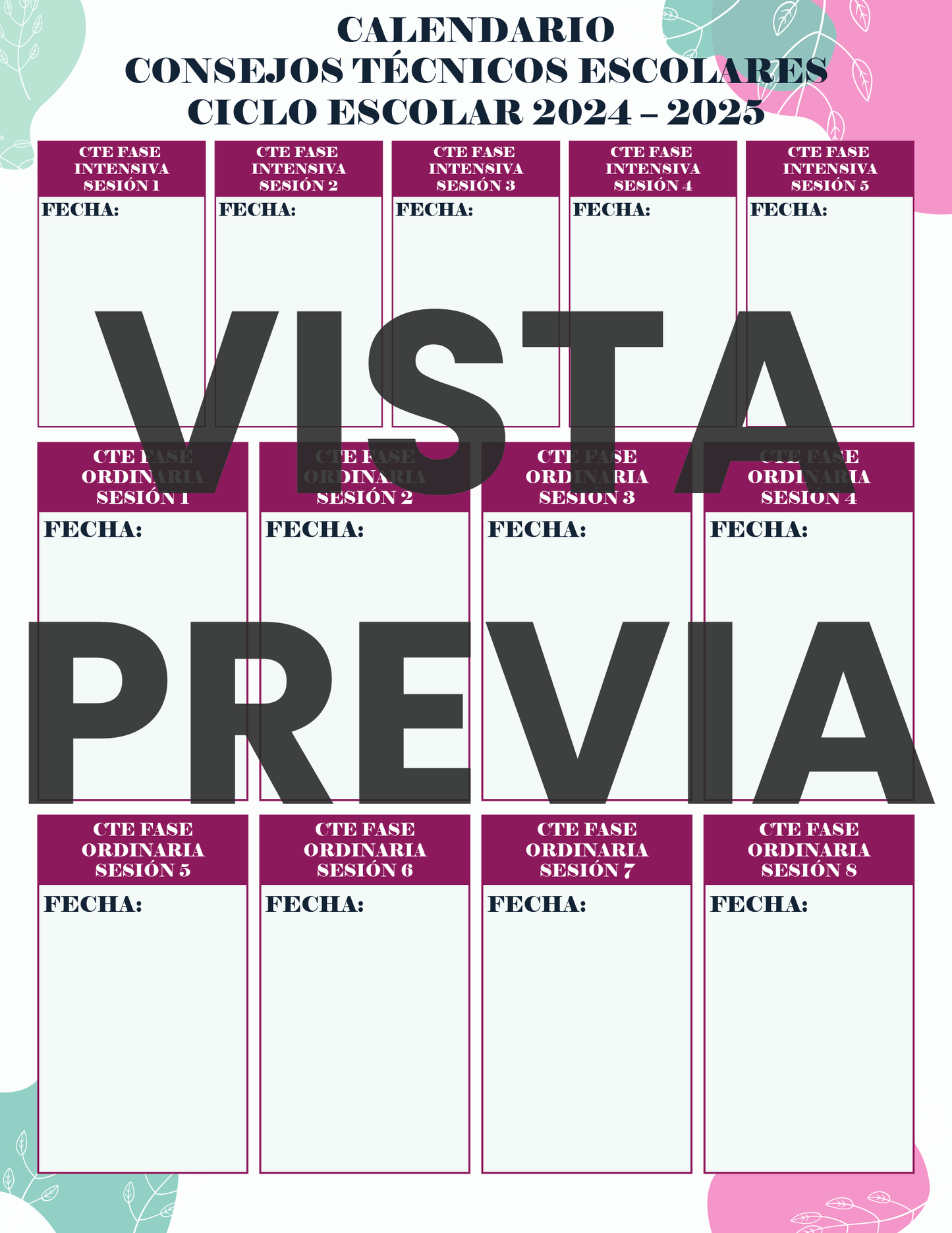 Agenda Flores MAESTRO Preescolar Ciclo Escolar 2024 - 2025