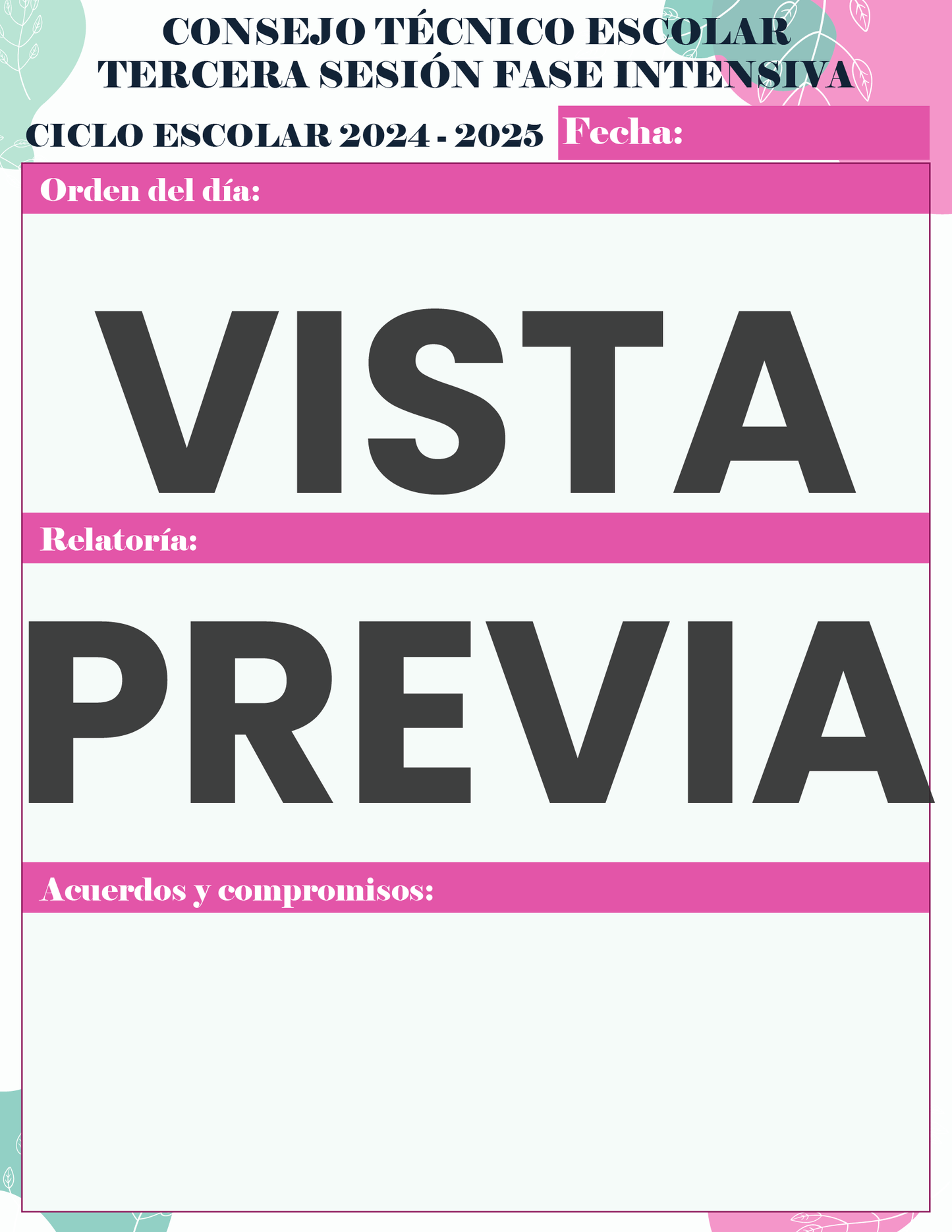 Agenda Flores MAESTRO Preescolar Ciclo Escolar 2024 - 2025