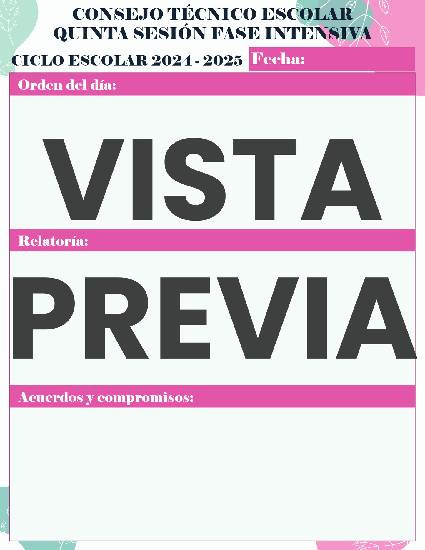 Agenda Flores MAESTRO Preescolar Ciclo Escolar 2024 - 2025