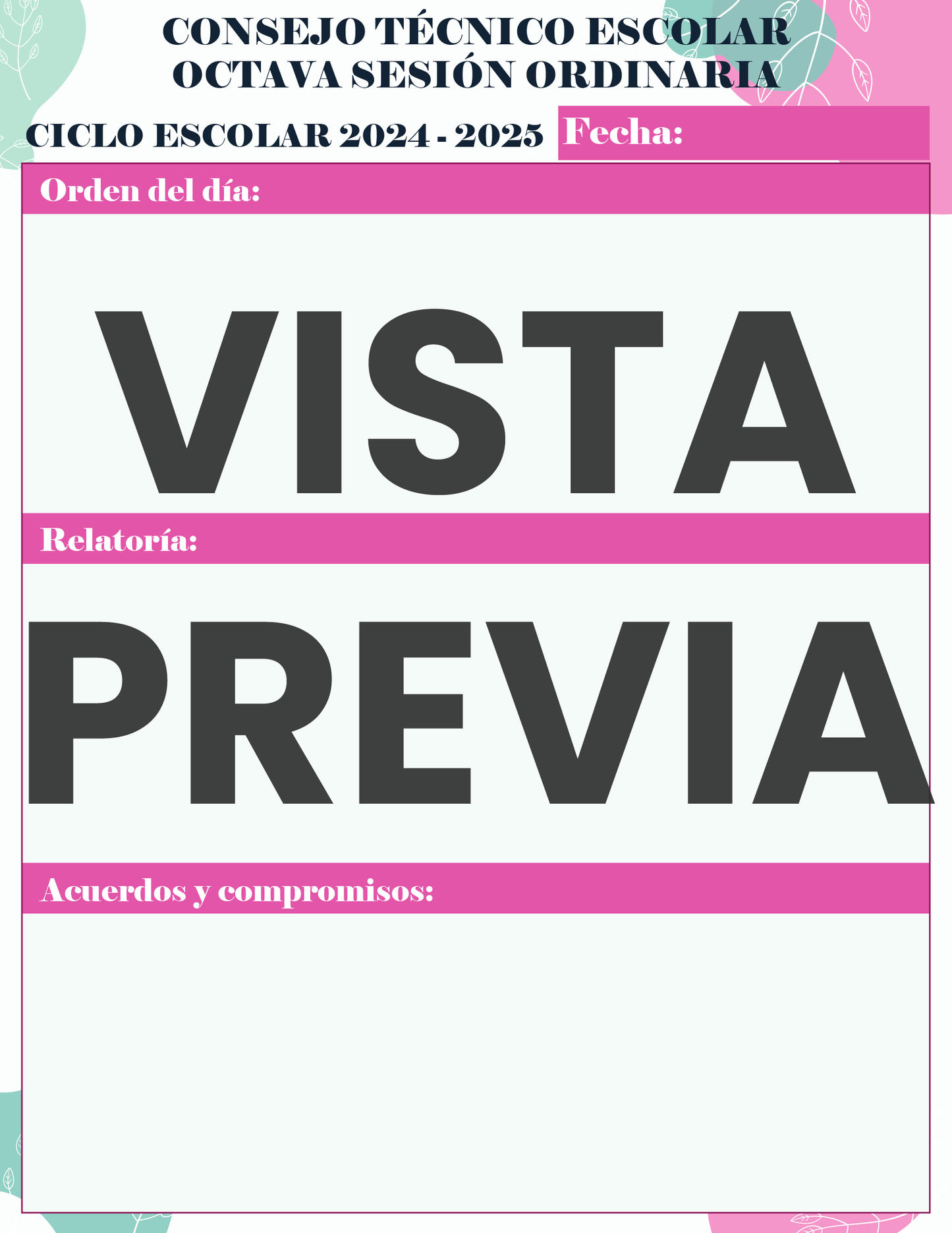 Agenda Flores MAESTRO Preescolar Ciclo Escolar 2024 - 2025
