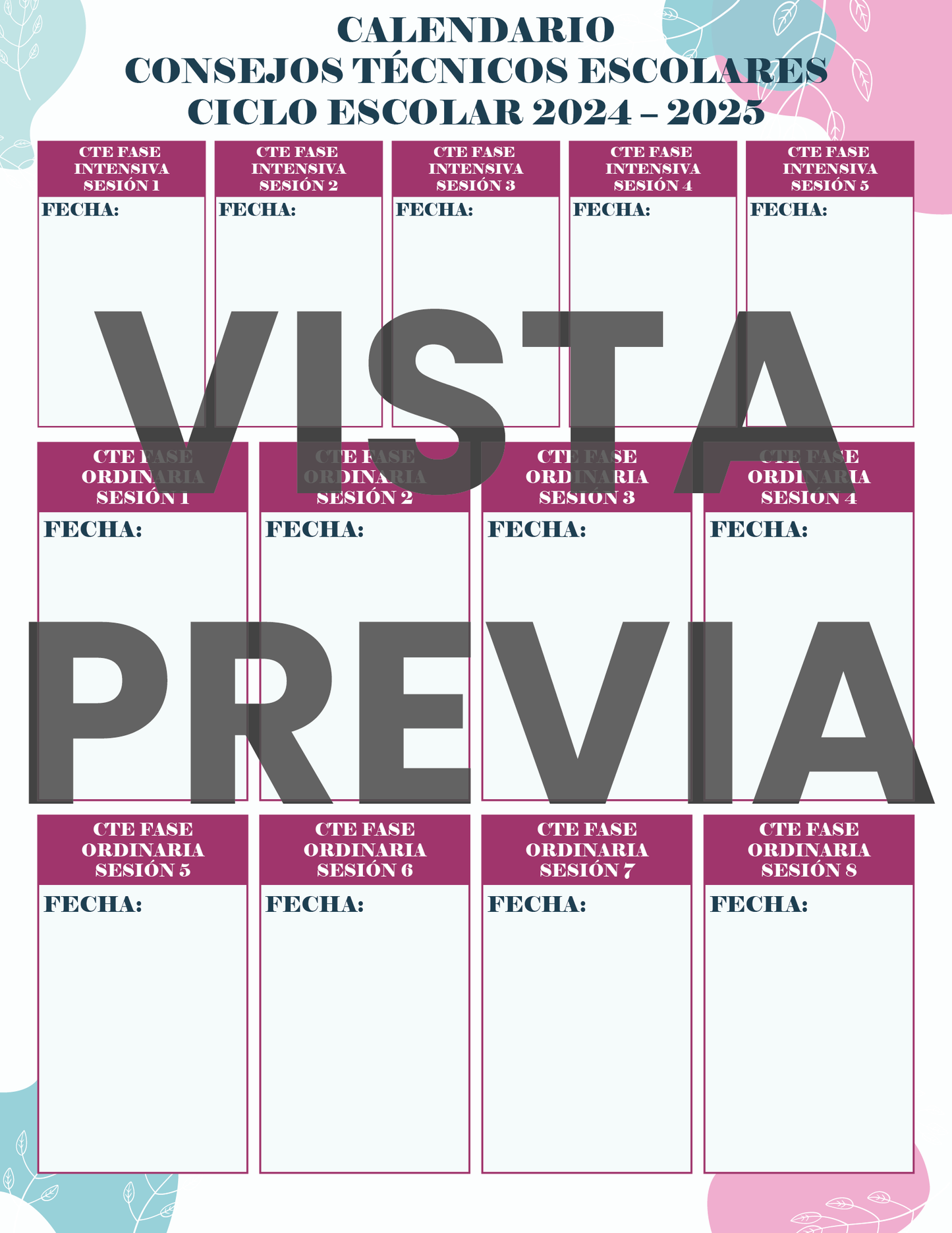 Agenda Flores SUPERVISOR Preescolar Ciclo Escolar 2024 - 2025