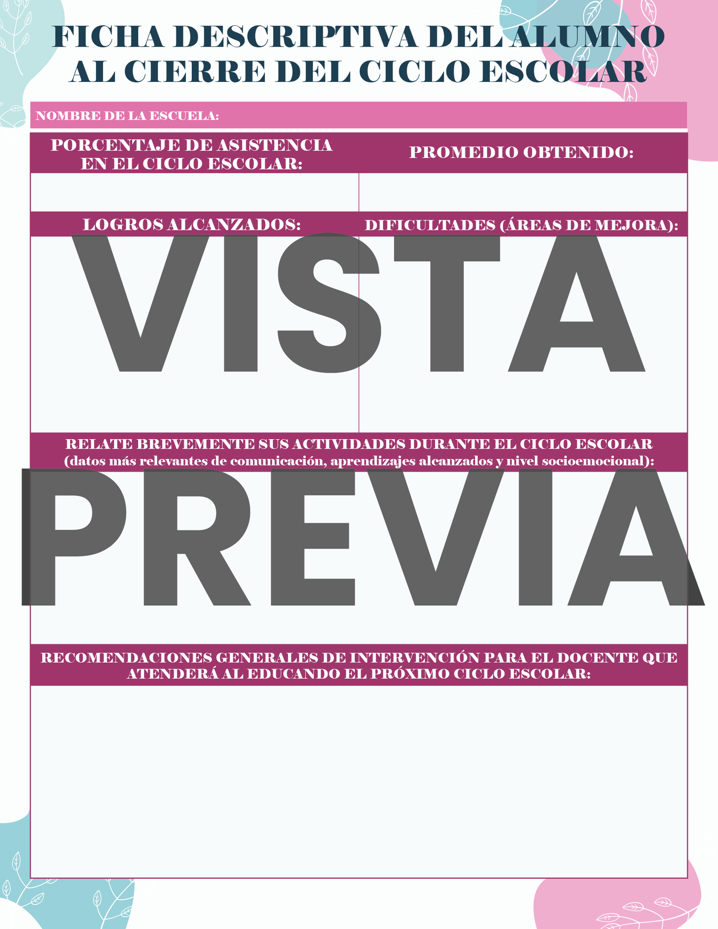 Agenda Flores SUPERVISOR Preescolar Ciclo Escolar 2024 - 2025