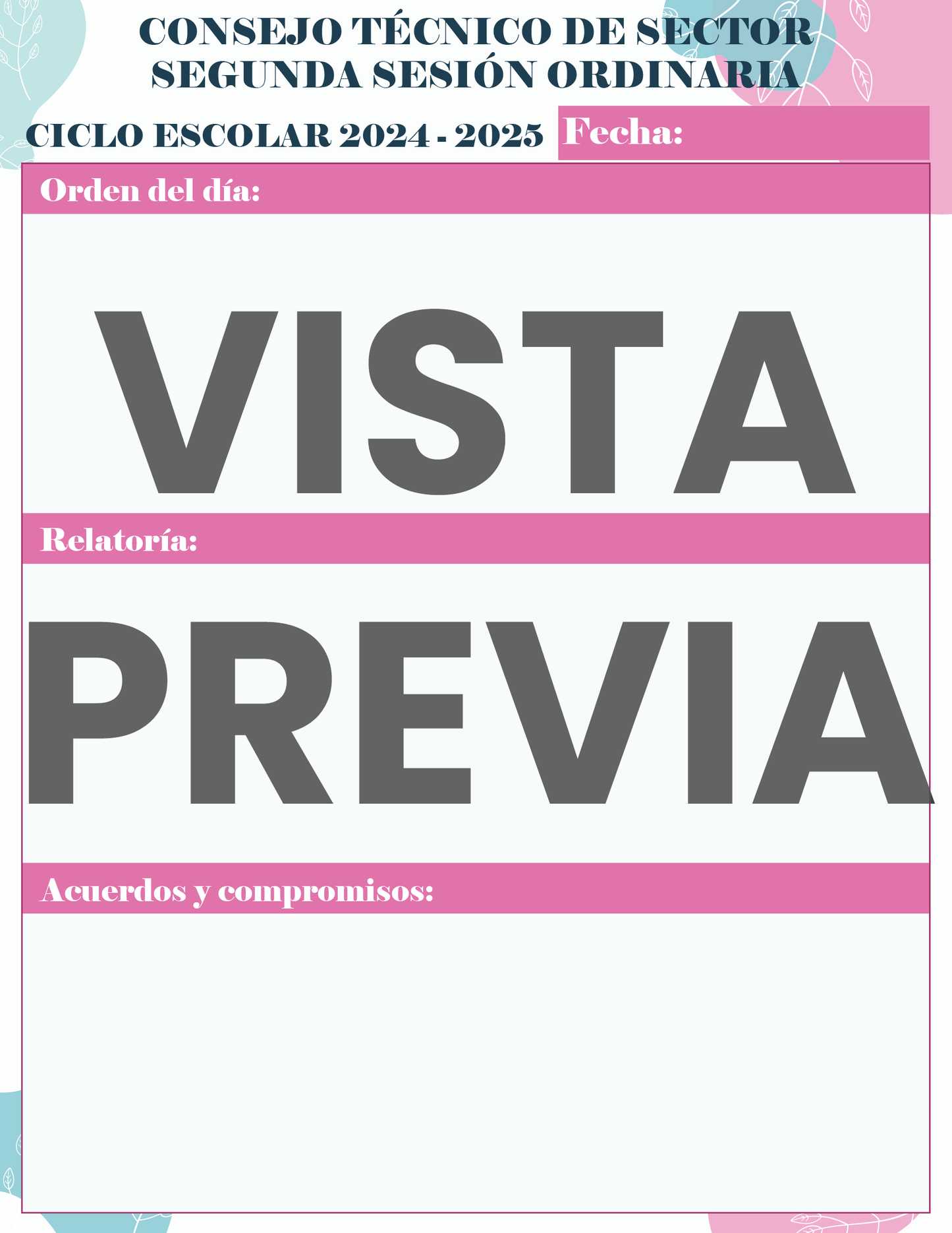 Agenda Flores SUPERVISOR Preescolar Ciclo Escolar 2024 - 2025