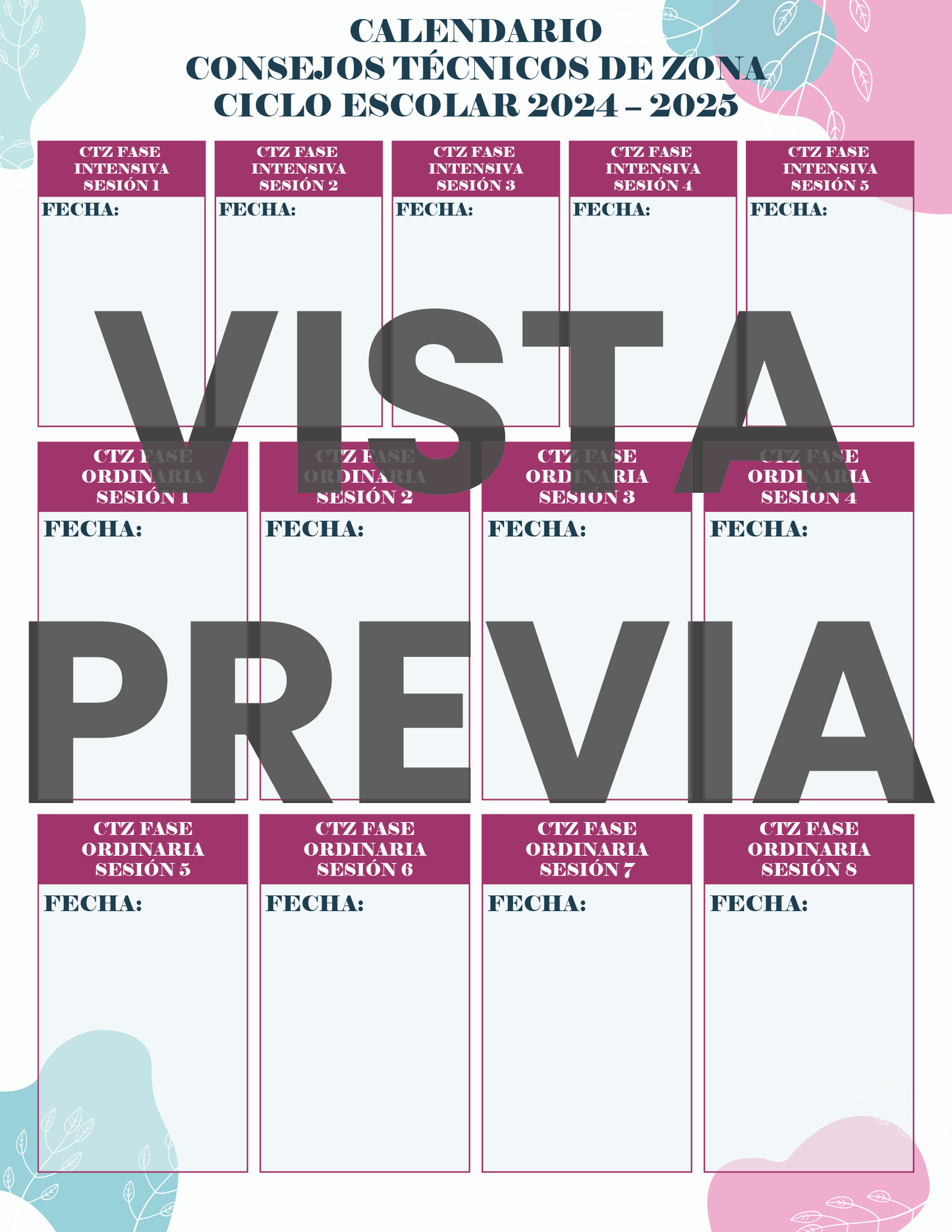 Agenda Flores SUPERVISOR Preescolar Ciclo Escolar 2024 - 2025
