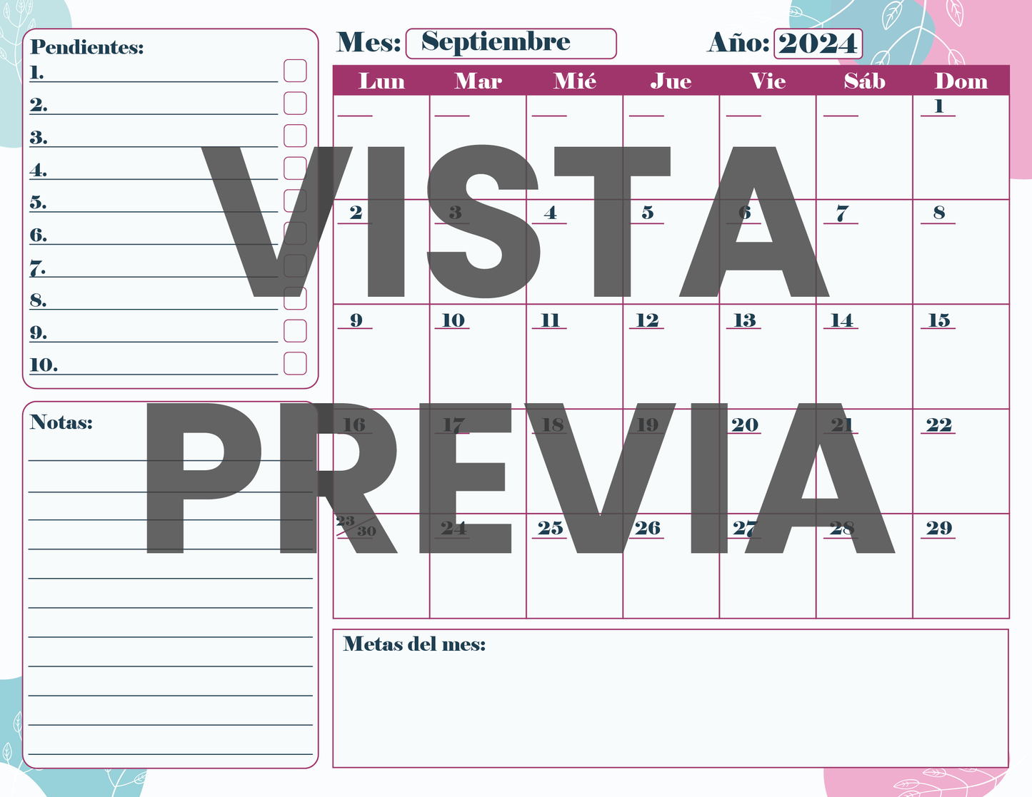 Agenda Flores SUPERVISOR Primaria Ciclo Escolar 2024 - 2025
