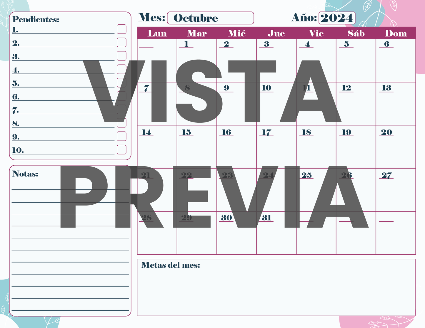 Agenda Flores SUPERVISOR Primaria Ciclo Escolar 2024 - 2025