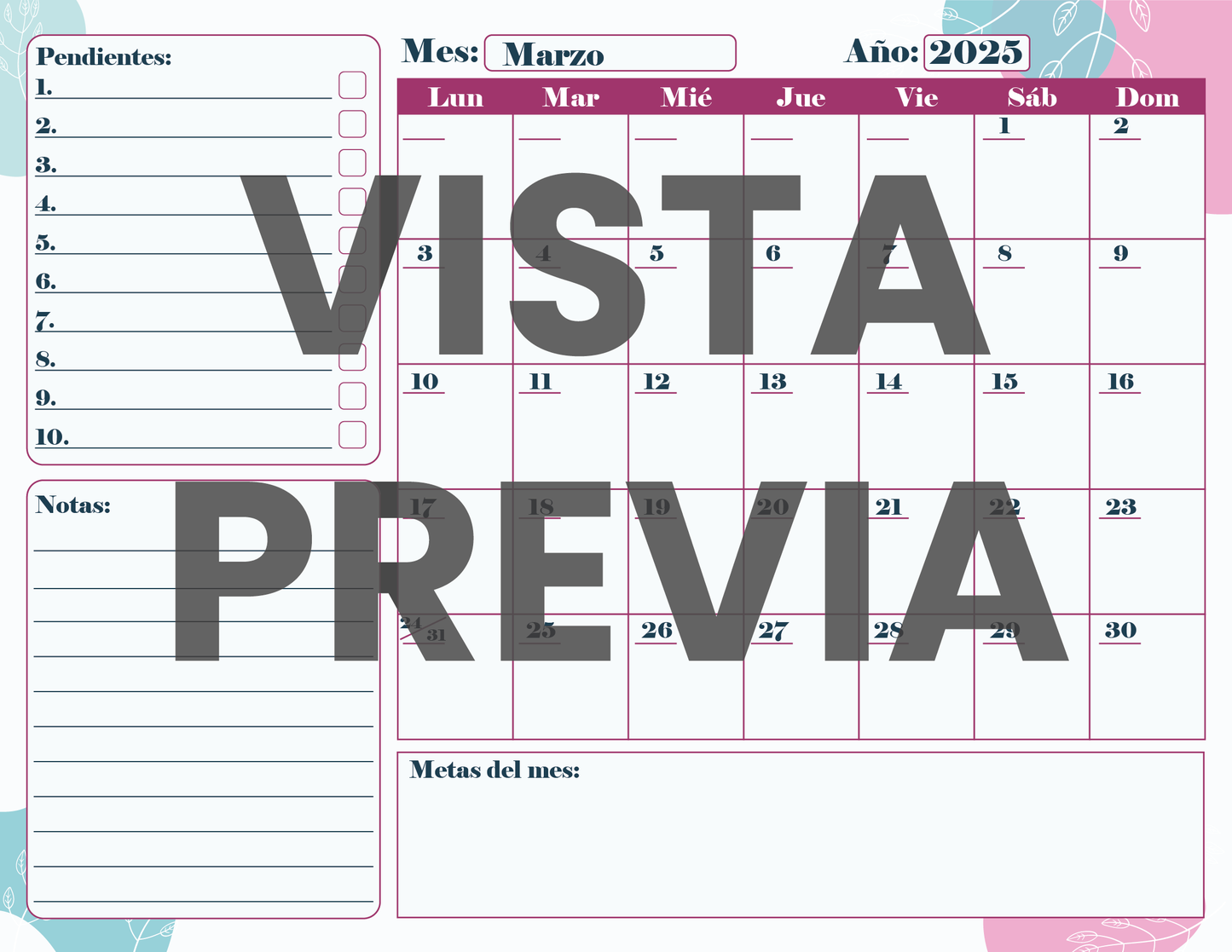 Agenda Flores SUPERVISOR Primaria Ciclo Escolar 2024 - 2025