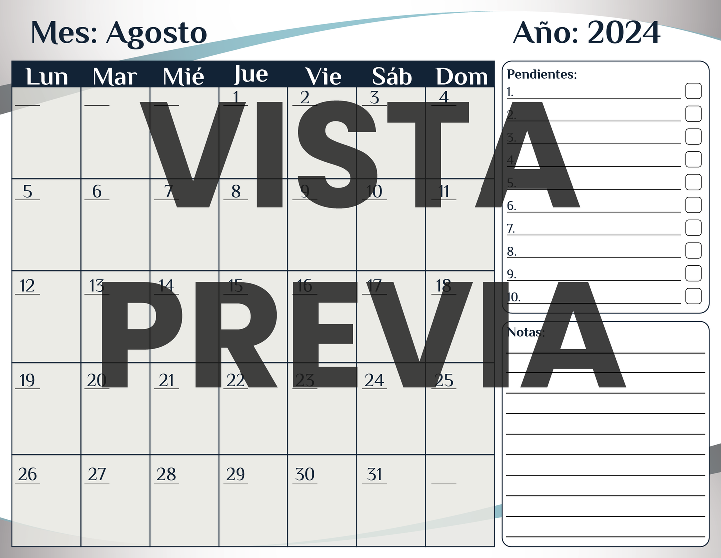 Agenda Formal MAESTRO Secundaria Ciclo Escolar 2024 - 2025