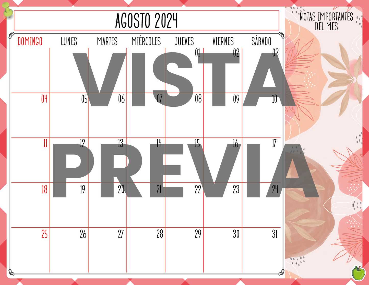 Agenda Roja MAESTRO Preescolar Ciclo Escolar 2024 - 2025 en PDF