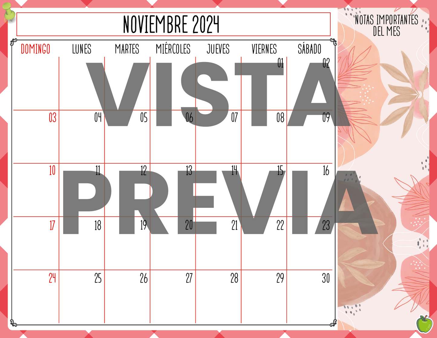 Agenda Roja MAESTRO Preescolar Ciclo Escolar 2024 - 2025 en PDF