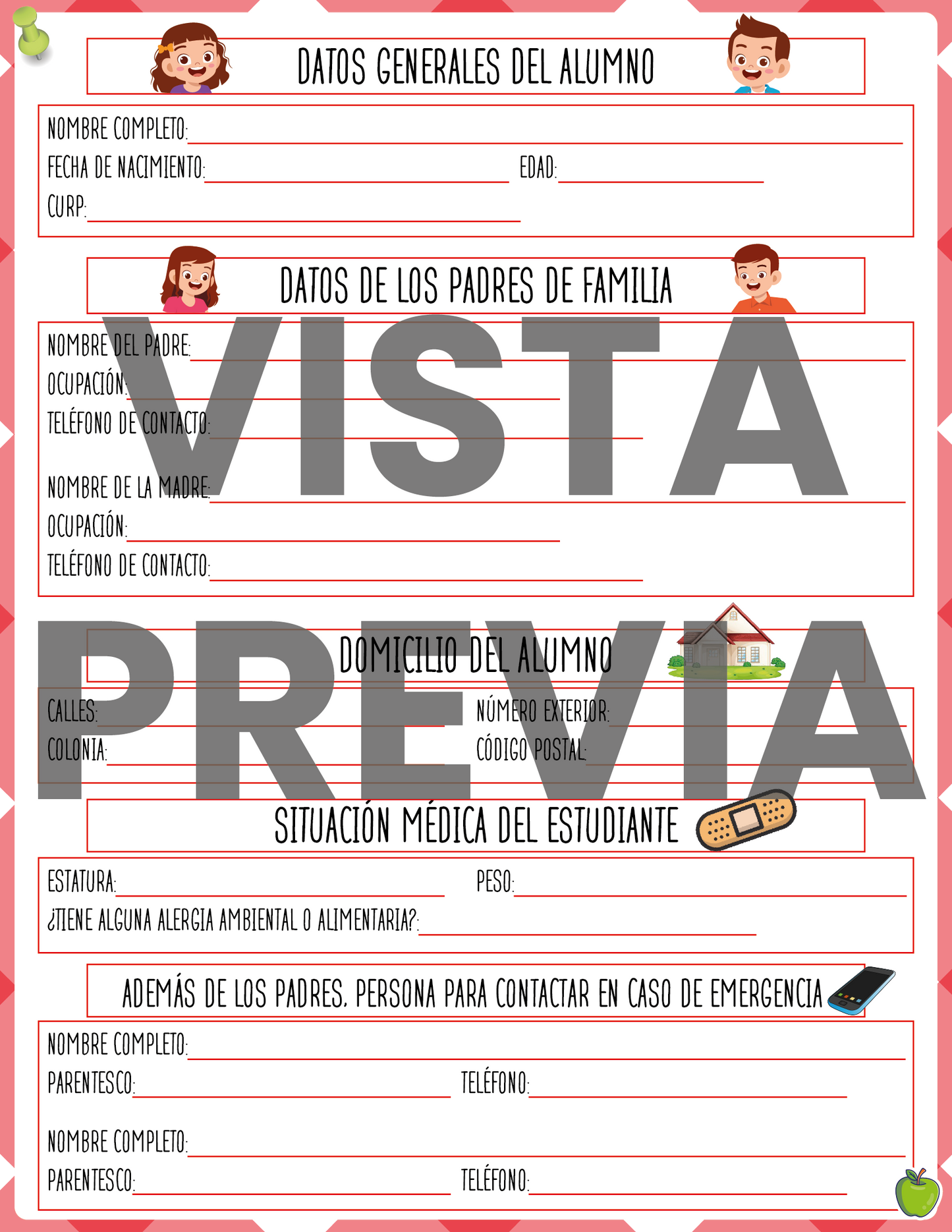 Agenda Roja MAESTRO Preescolar Ciclo Escolar 2024 - 2025 en PDF