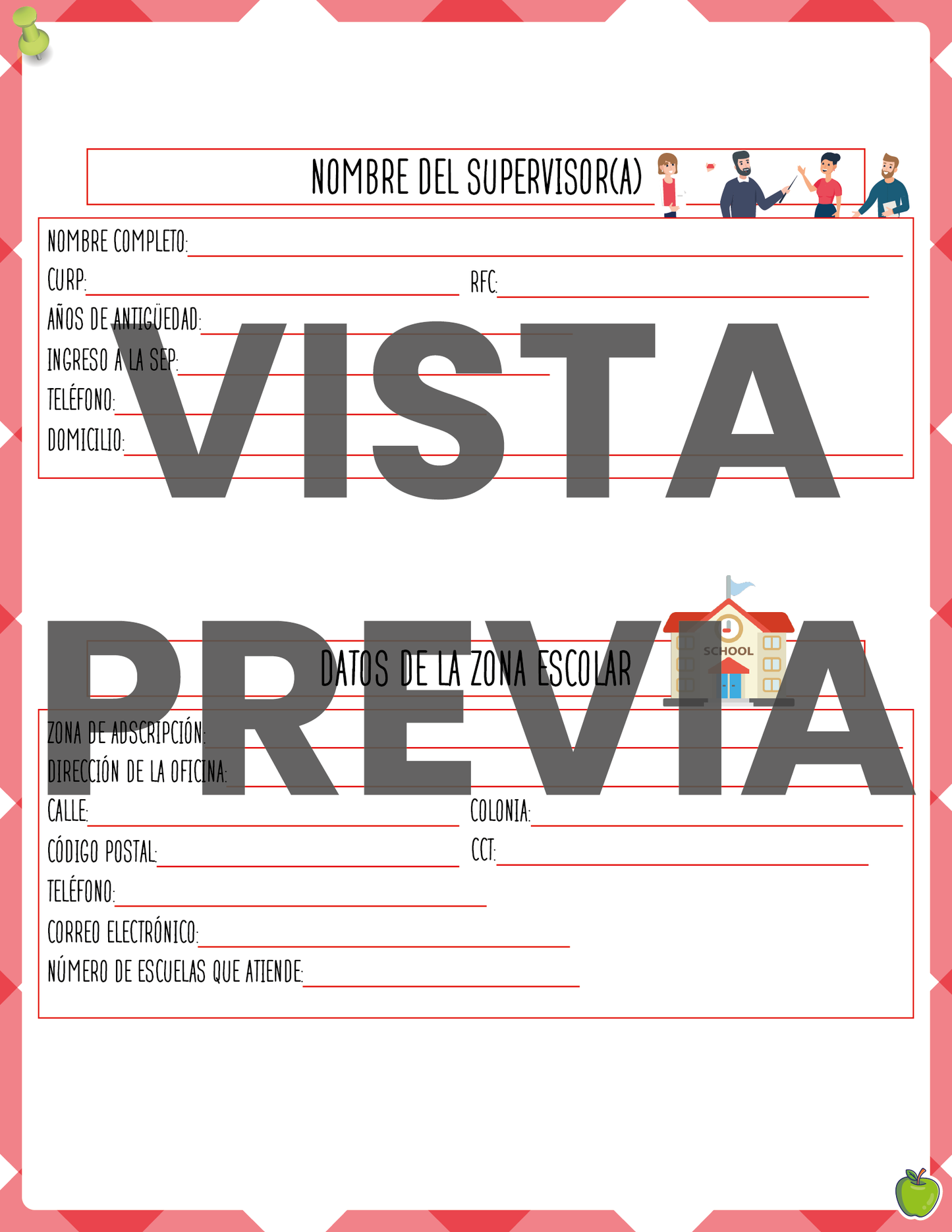 Agenda Manzana SUPERVISOR Secundaria Ciclo Escolar 2024 - 2025