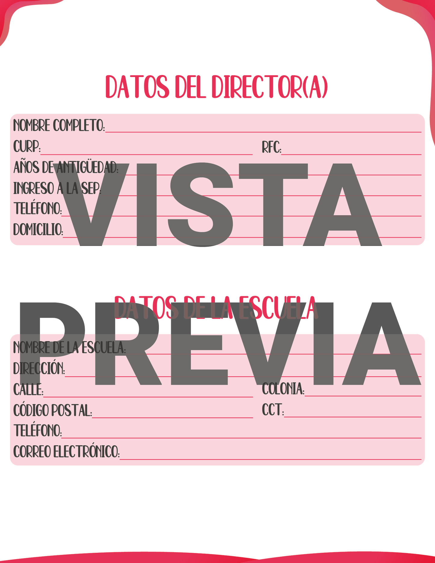 Agenda Rosa DIRECTOR Primaria Ciclo Escolar 2024 - 2025 en PDF