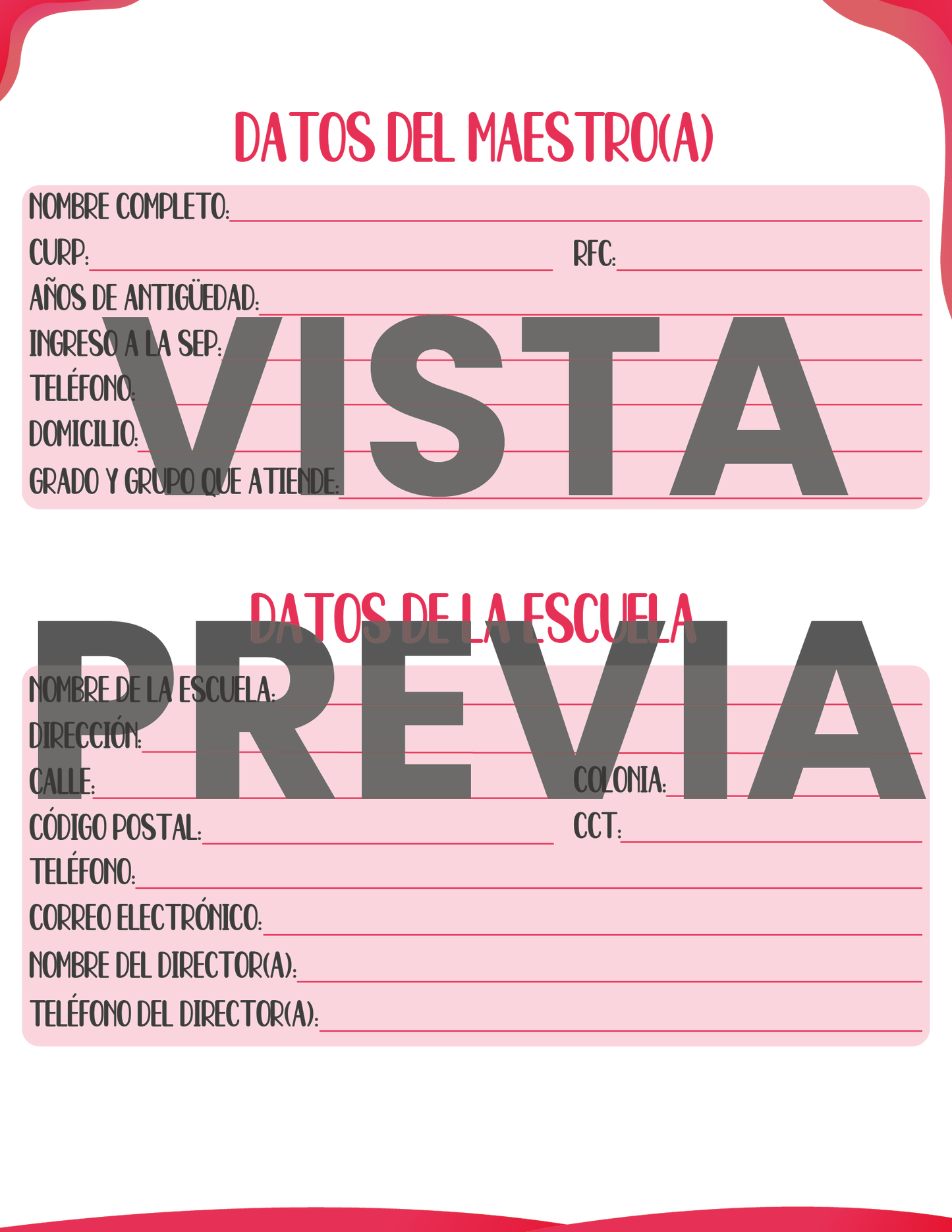 Agenda Rosa MAESTRO Preescolar Ciclo Escolar 2024 - 2025 en PDF