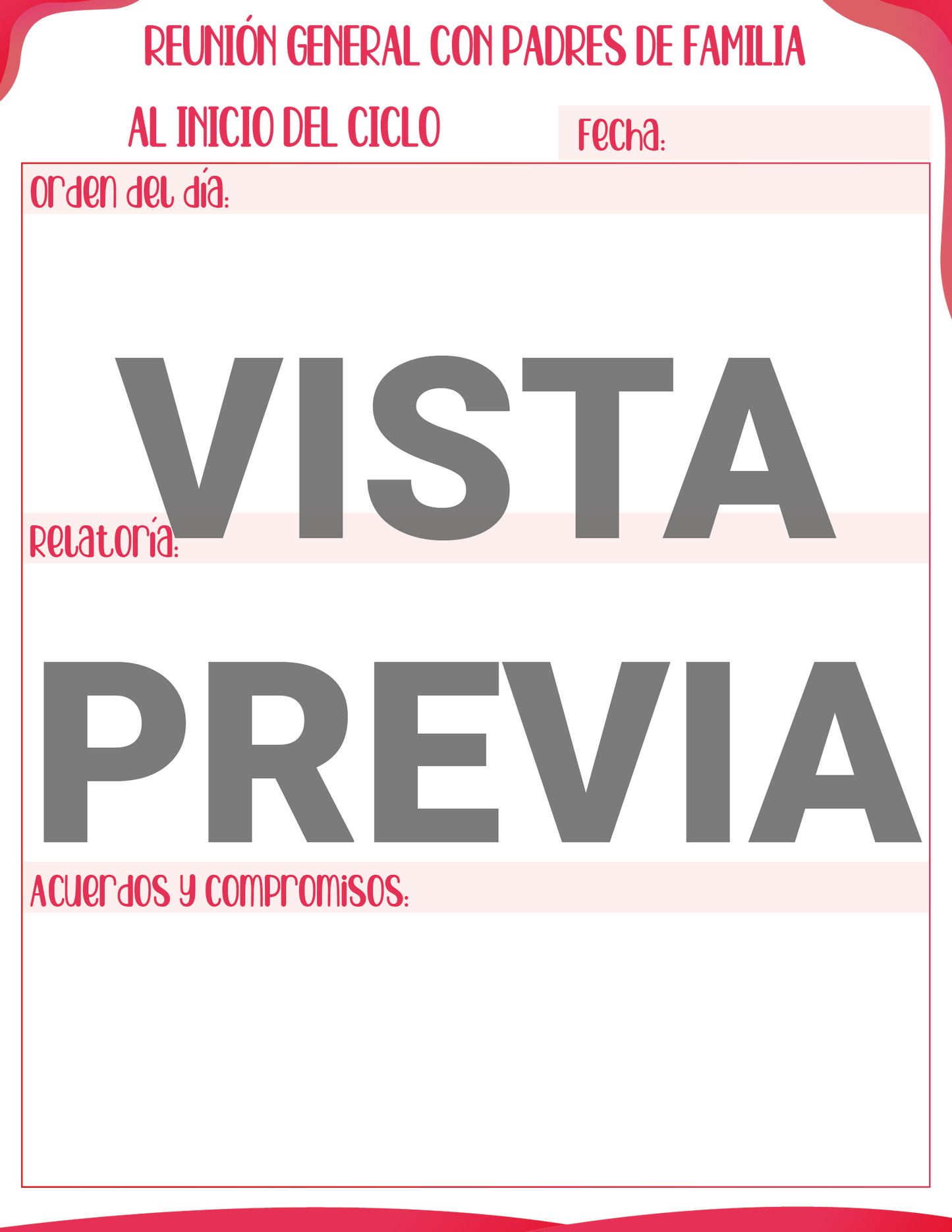 Agenda Rosa DIRECTOR Preescolar Ciclo Escolar 2024 - 2025 en PDF
