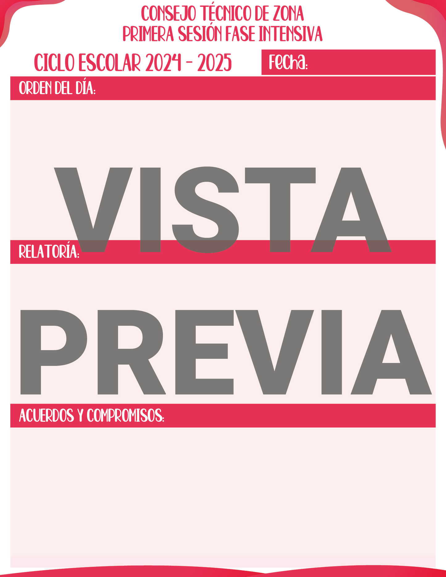 Agenda Rosa DIRECTOR Preescolar Ciclo Escolar 2024 - 2025 en PDF