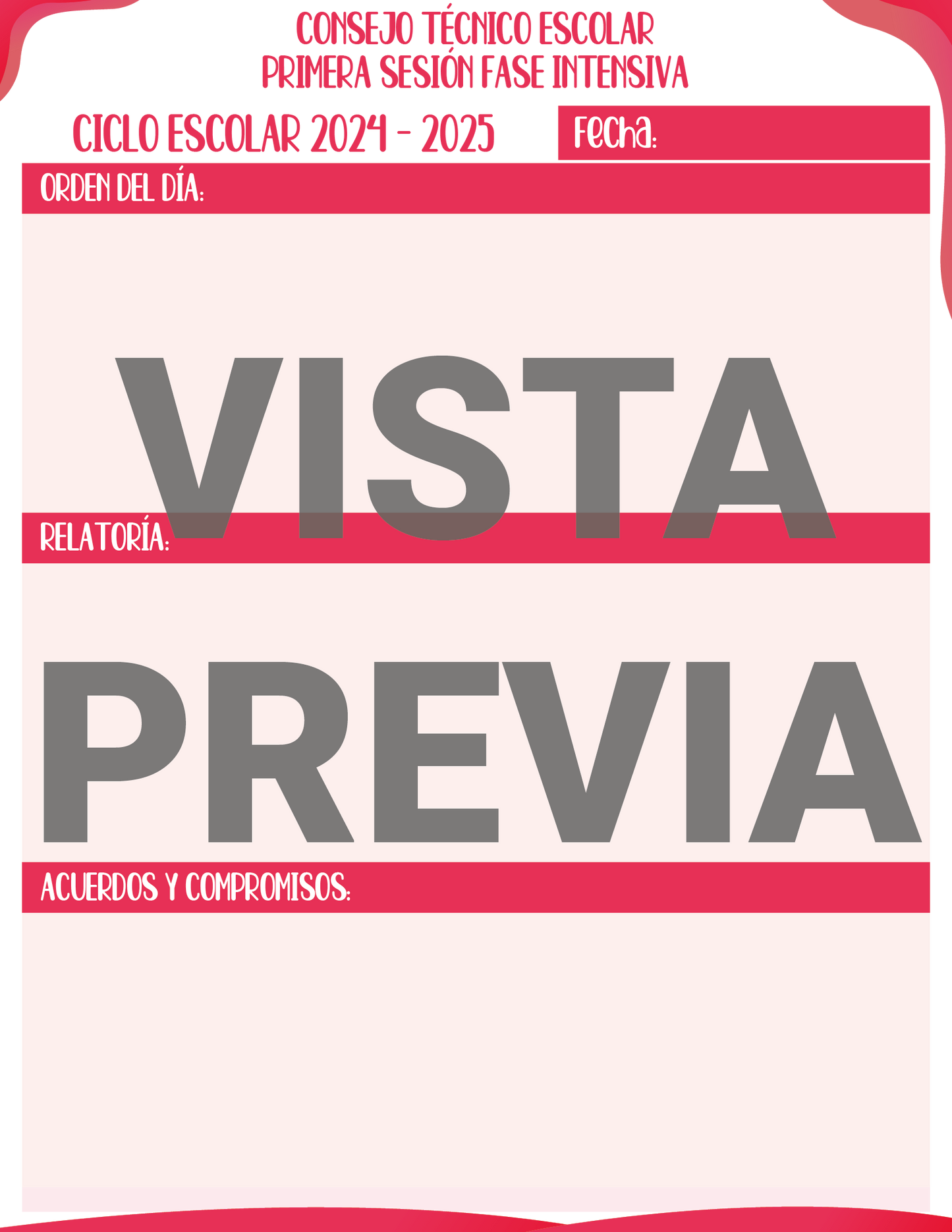 Agenda Rosa DIRECTOR Preescolar Ciclo Escolar 2024 - 2025 en PDF