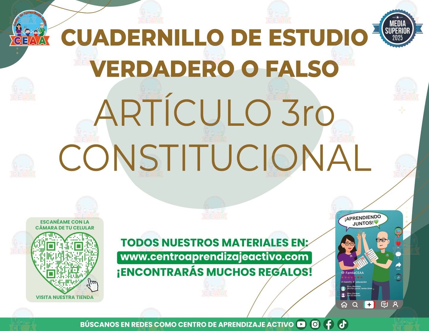 Cuadernillo de Estudio - Artículo 3° Constitucional - Verdadero o Falso Media Superior