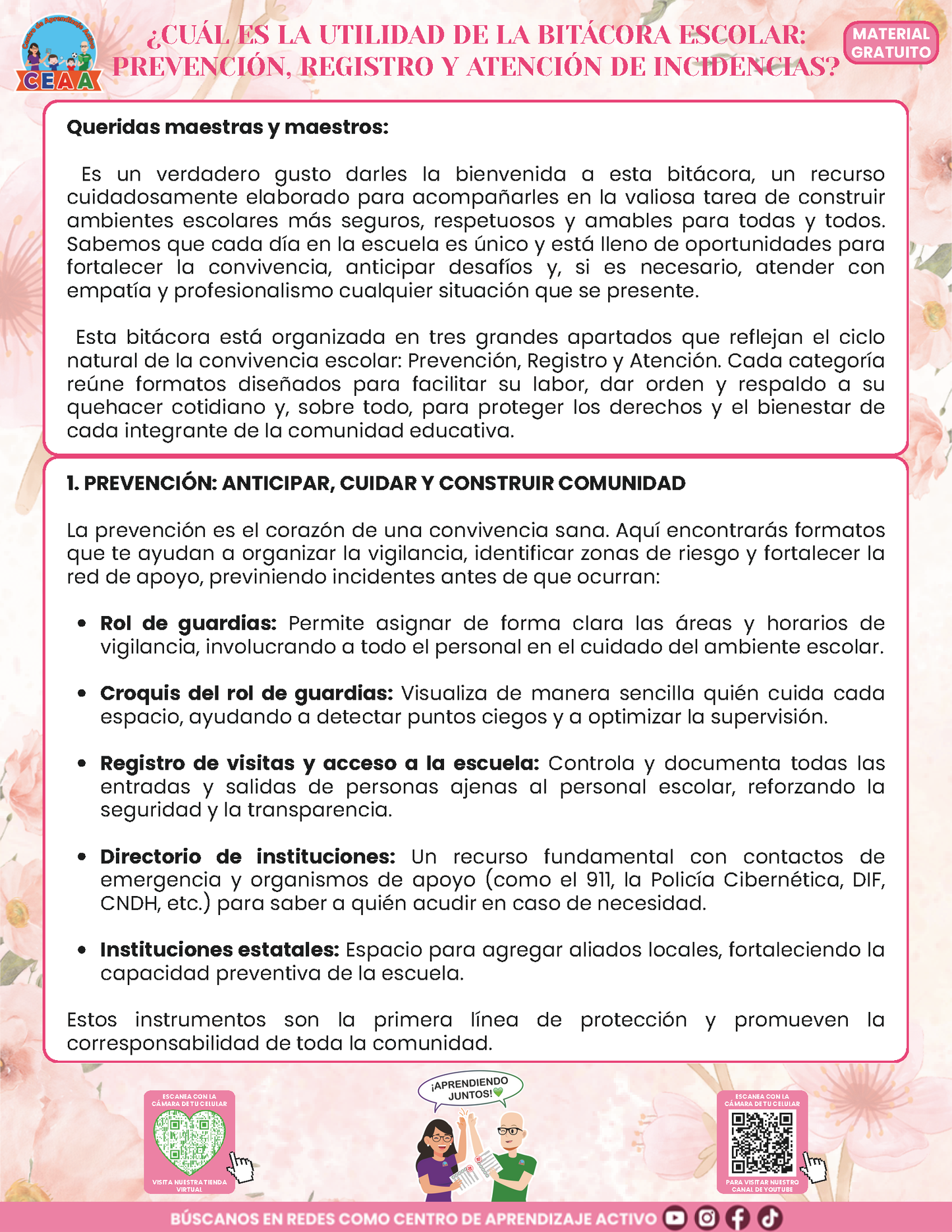 BITÁCORA PARA LA PREVENCIÓN, REGISTRO Y ATENCIÓN DE INCIDENCIAS Y ACOSO ESCOLAR en PDF Versión 3