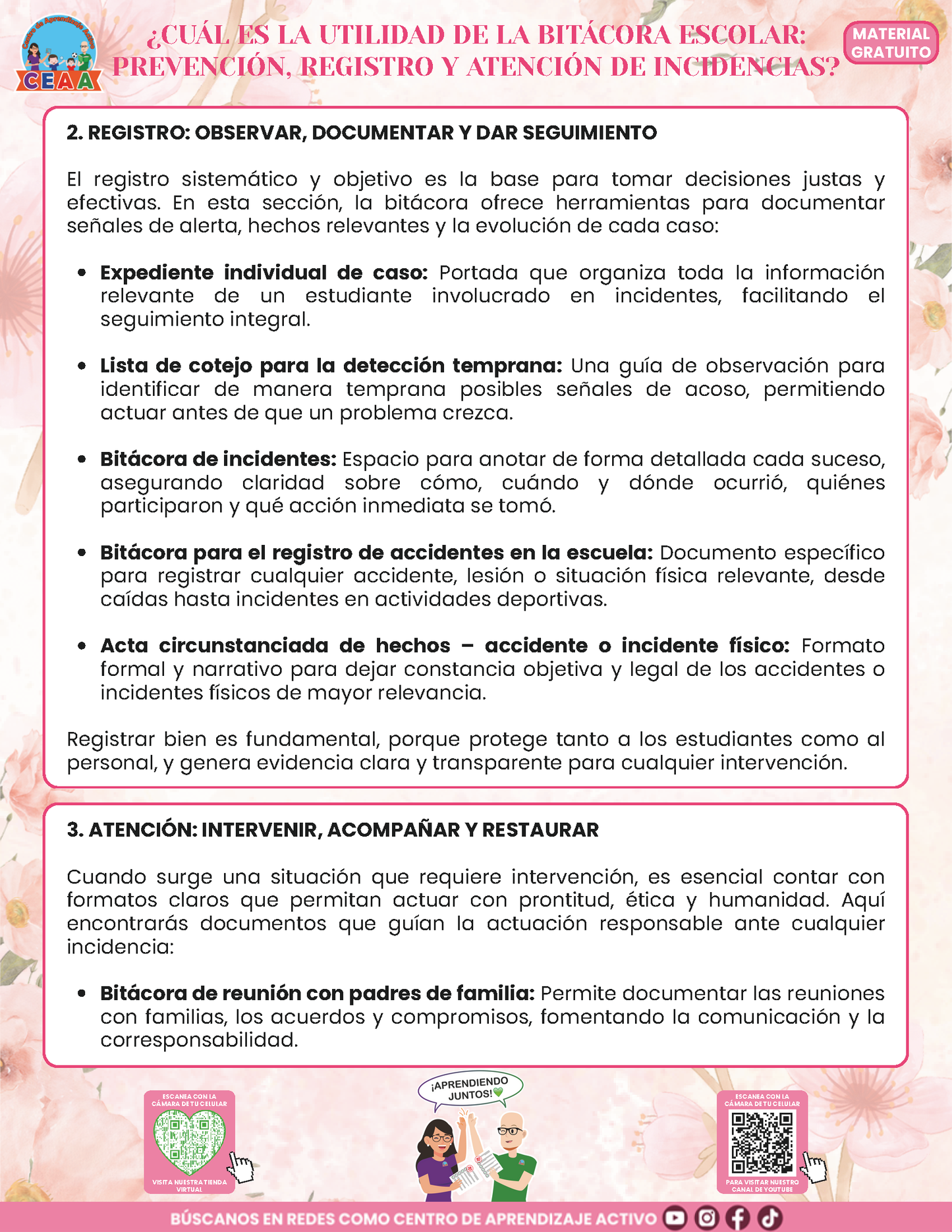 BITÁCORA PARA LA PREVENCIÓN, REGISTRO Y ATENCIÓN DE INCIDENCIAS Y ACOSO ESCOLAR en PDF Versión 3
